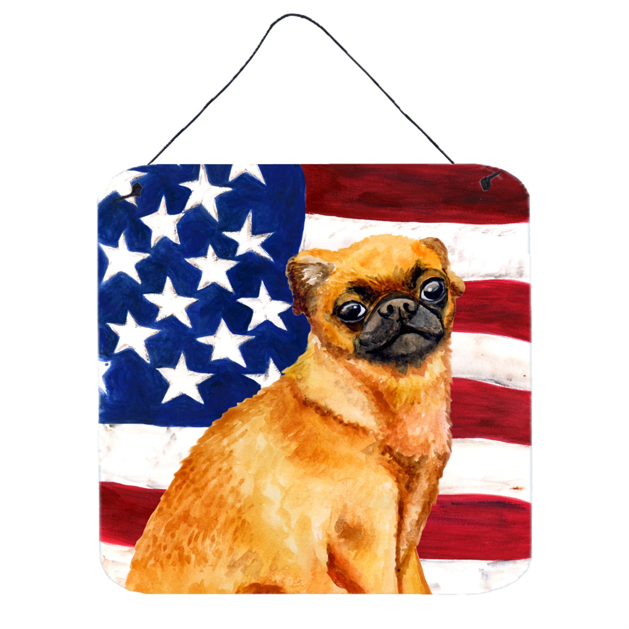 'Caroline'S Treasures Small Brabant Griffon Patriotic Metal Print, 6H X 6W, Usa American Flag''