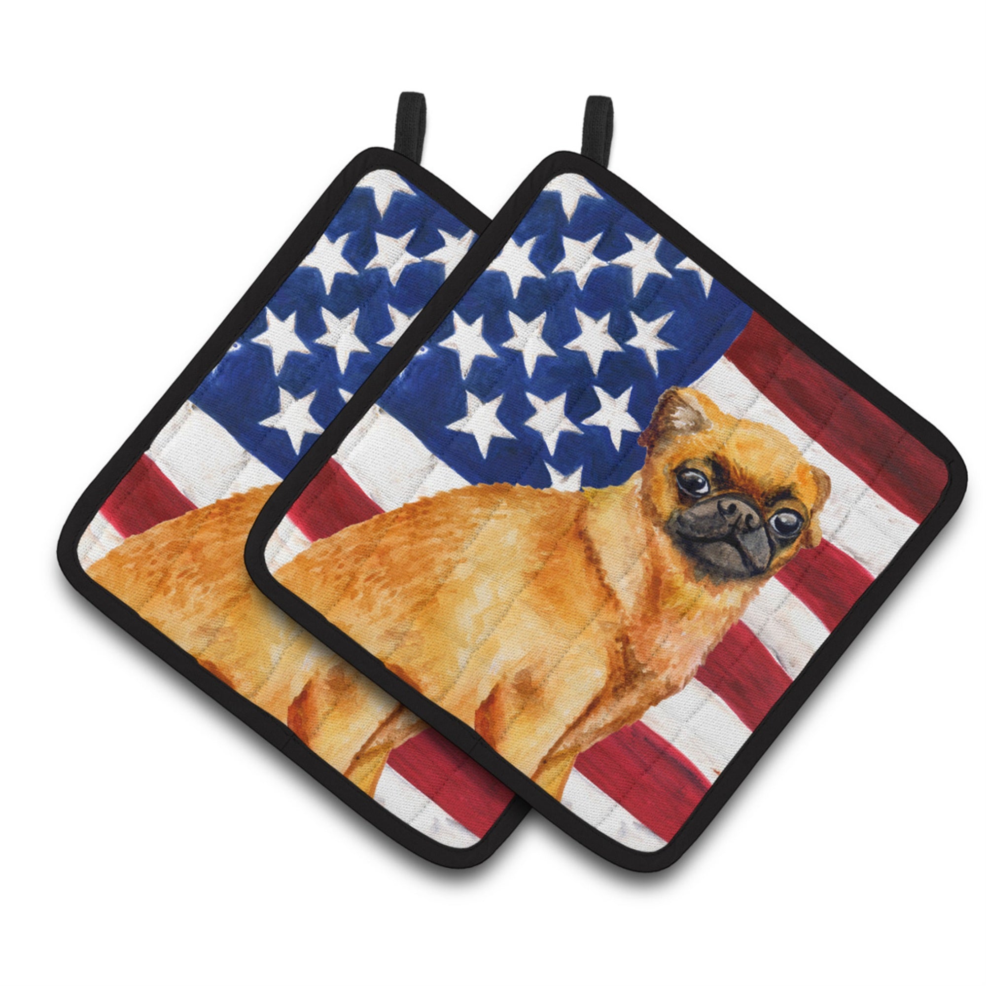 'Caroline'S Treasures Small Brabant Griffon Patriotic Decorated Pot Holder, 7.5H X 7.5W, Usa American Flag''