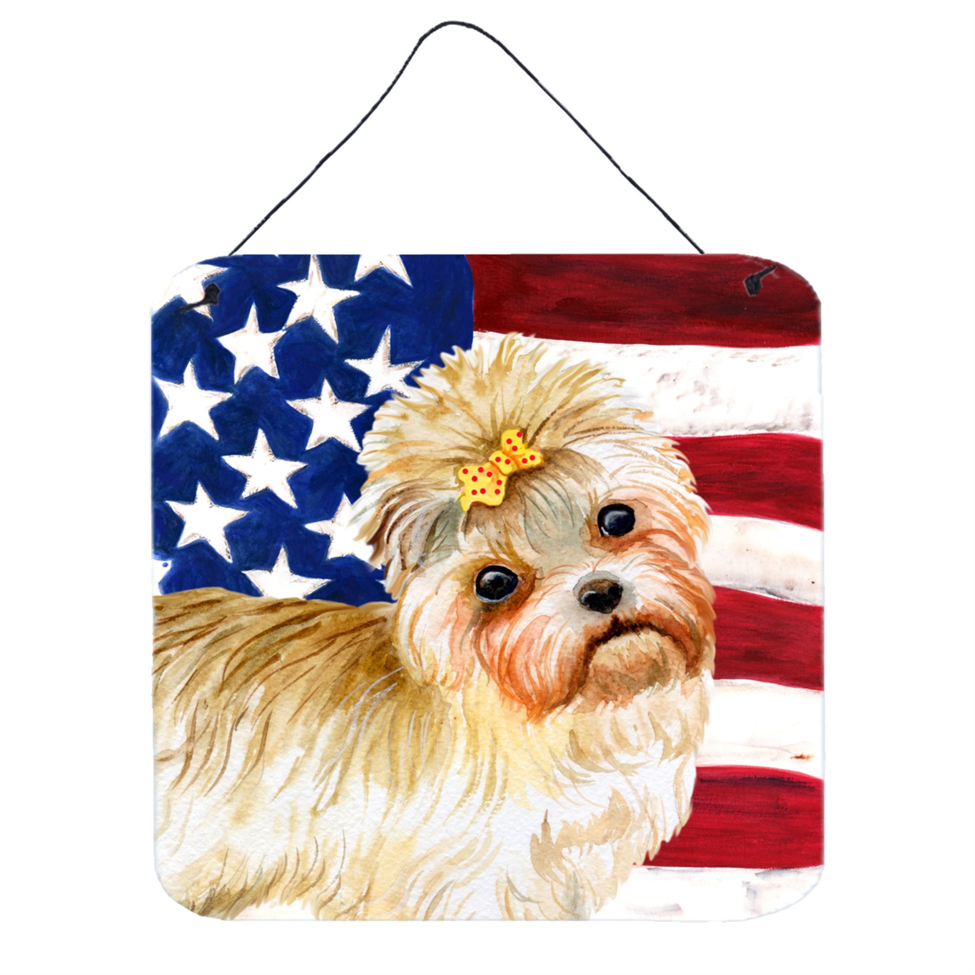 'Caroline'S Treasures Morkie Patriotic Metal Print, 6H X 6W, Usa American Flag''