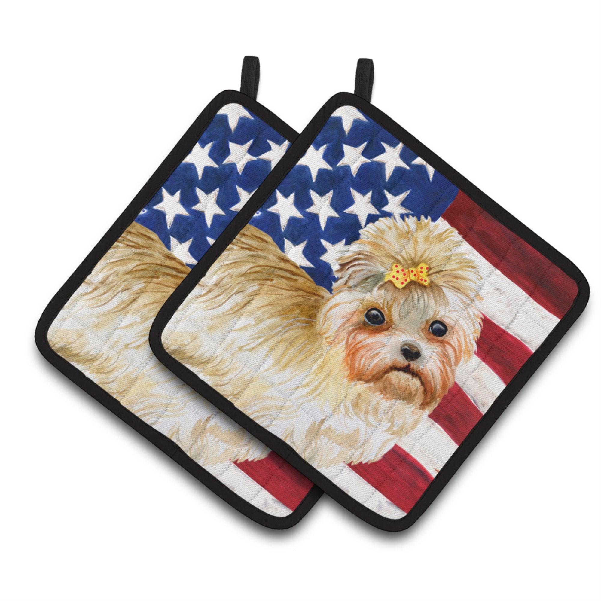 'Caroline'S Treasures Morkie Patriotic Decorated Pot Holder, 7.5H X 7.5W, Usa American Flag''