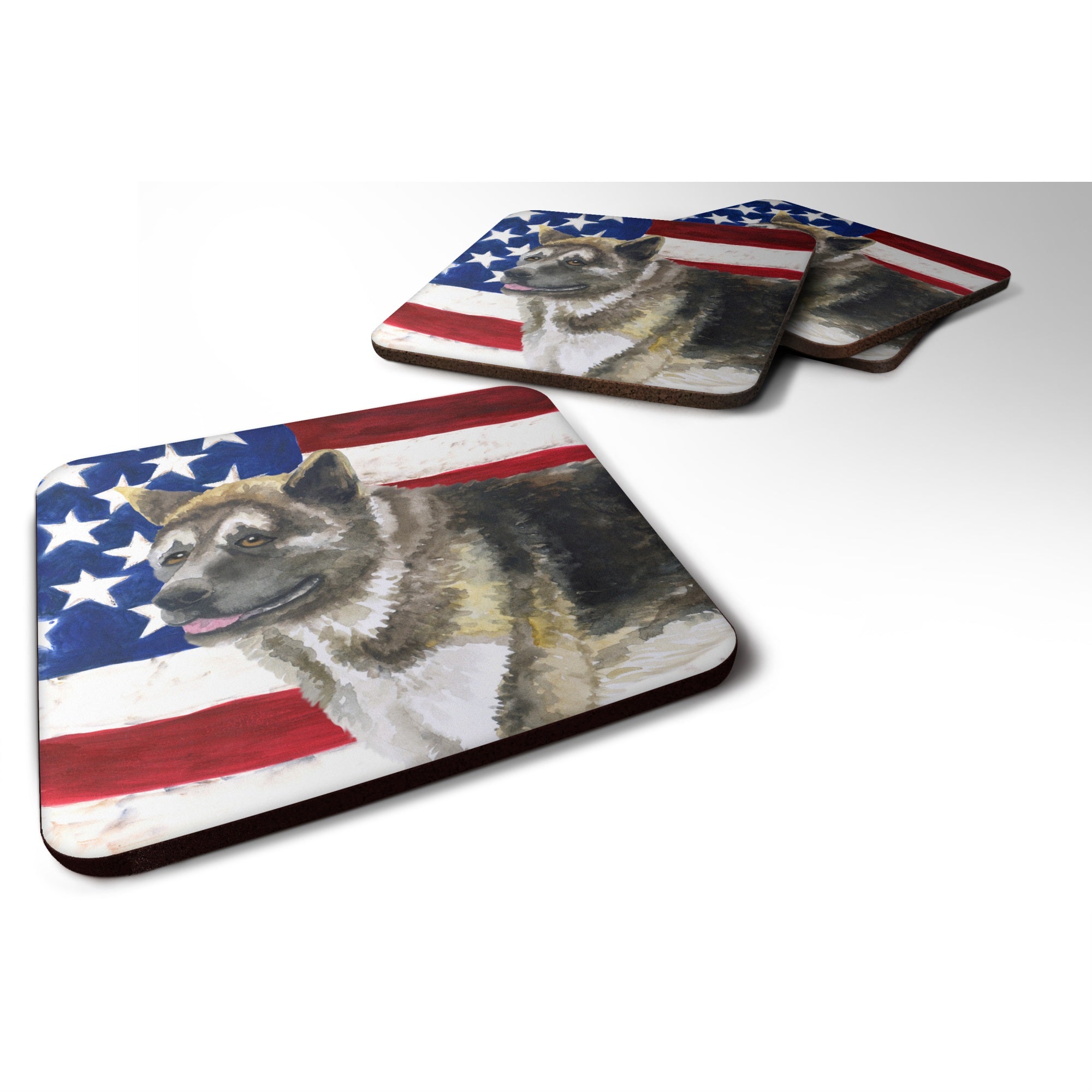 'Caroline'S Treasures American Akita Patriotic Decorative Coasters, Multicolor''