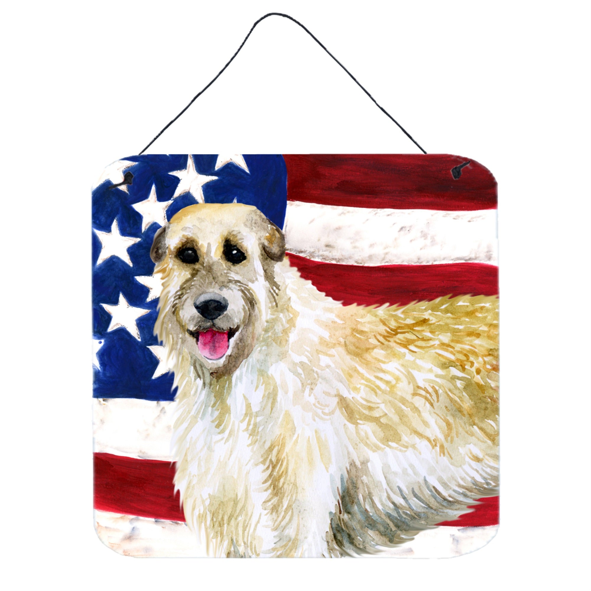 'Caroline'S Treasures Irish Wolfhound Patriotic Metal Print, 6H X 6W, Usa American Flag''