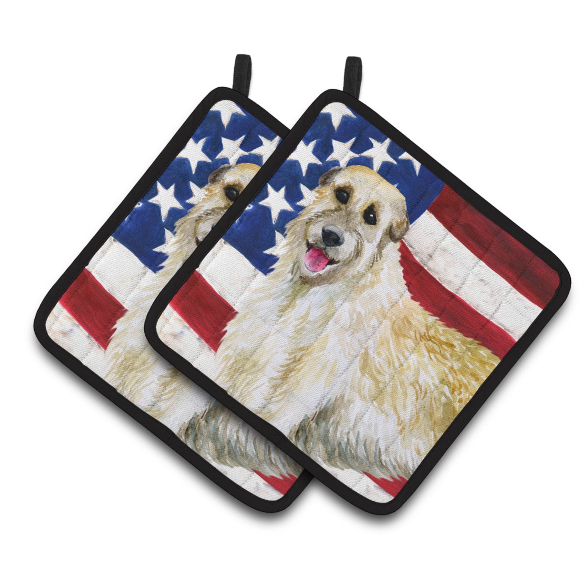 'Caroline'S Treasures Irish Wolfhound Patriotic Decorated Pot Holder, 7.5H X 7.5W, Usa American Flag''