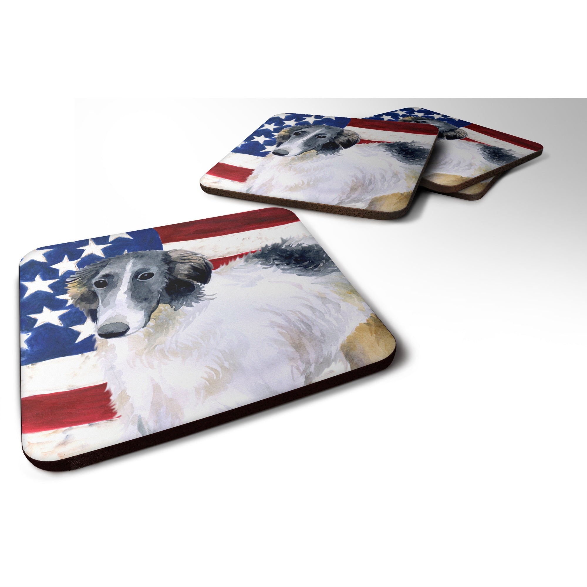 'Caroline'S Treasures Borzoi Patriotic Decorative Coasters, Multicolor''