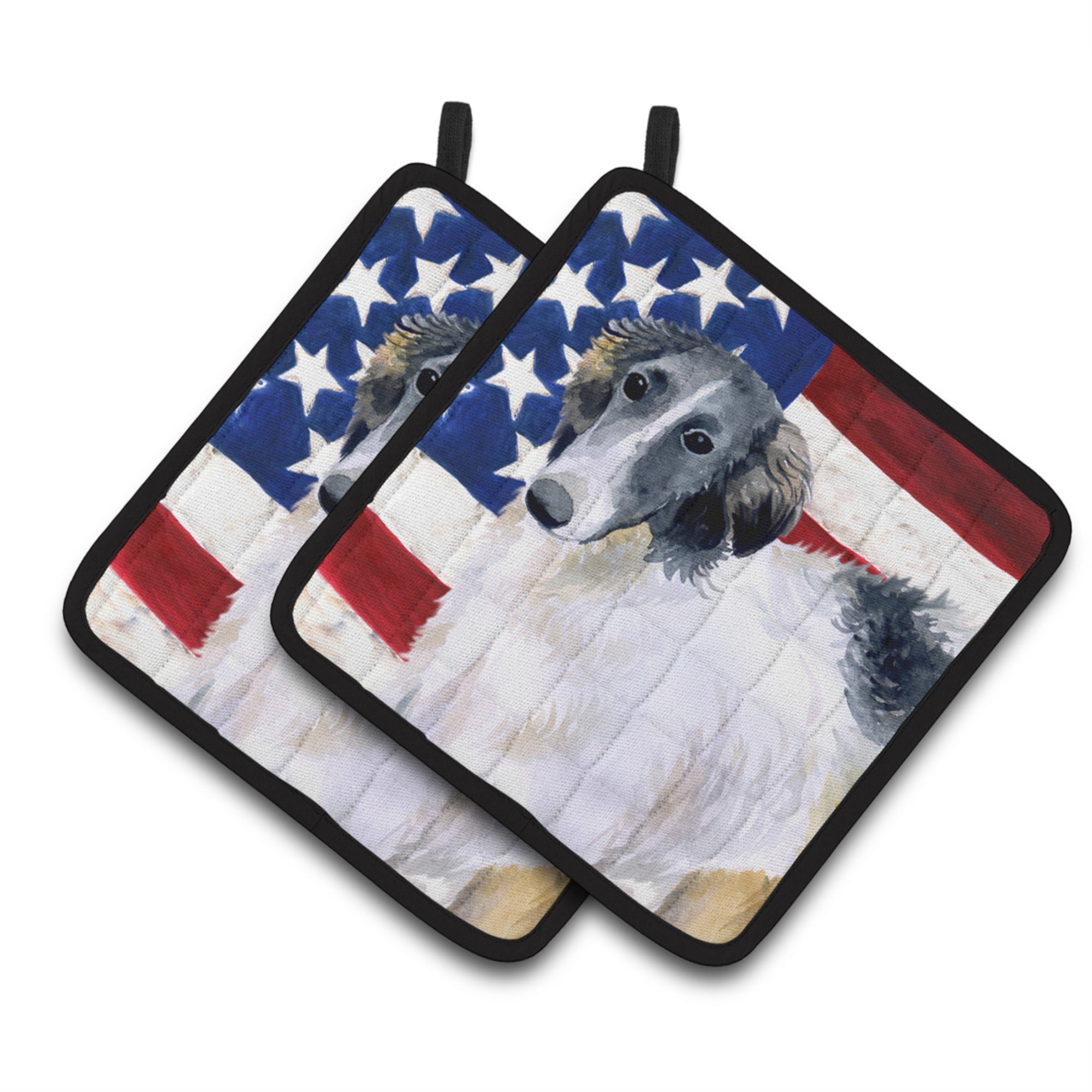 'Caroline'S Treasures Borzoi Patriotic Decorated Pot Holder, 7.5H X 7.5W, Usa American Flag''
