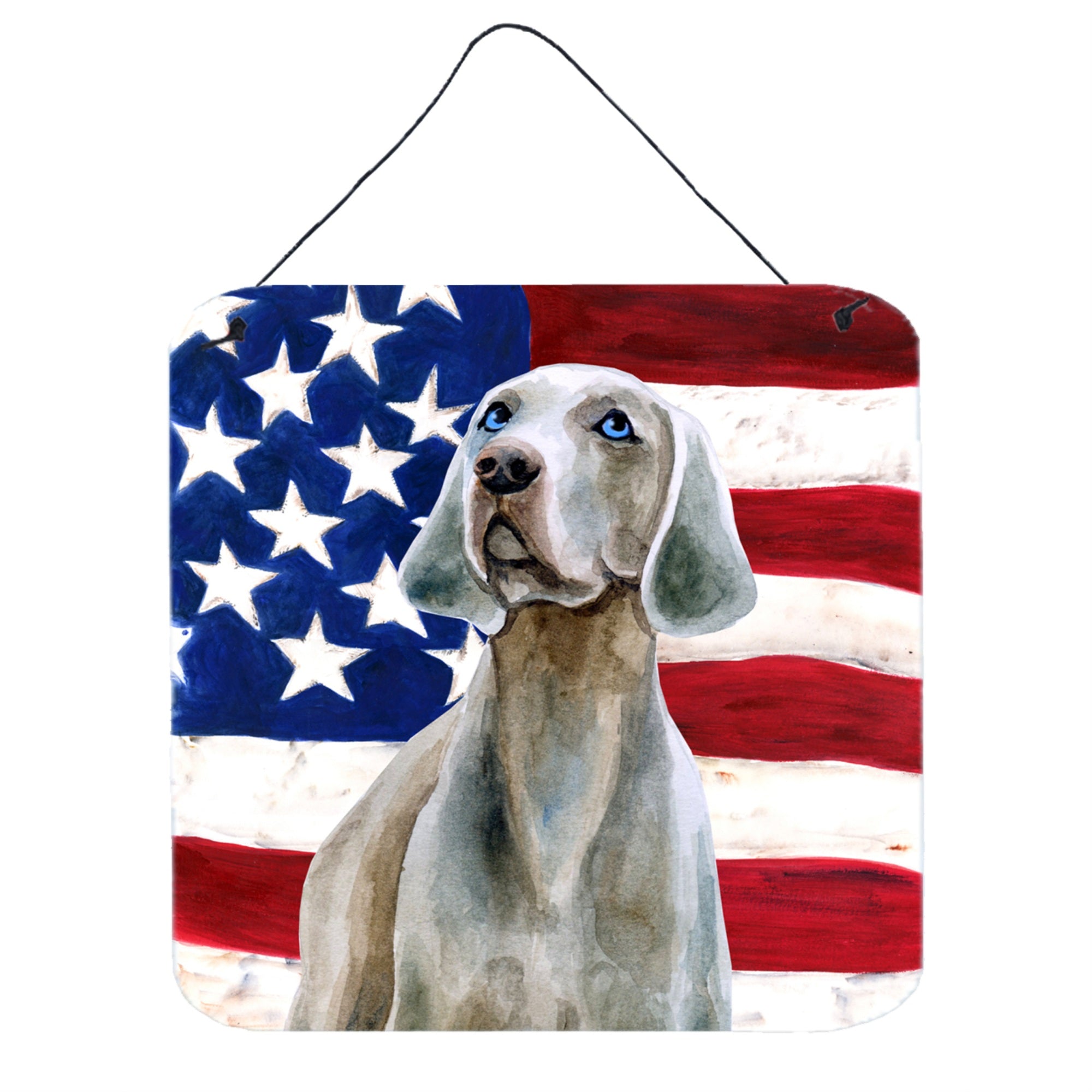 'Caroline'S Treasures Weimaraner Patriotic Metal Print, 6H X 6W, Usa American Flag''