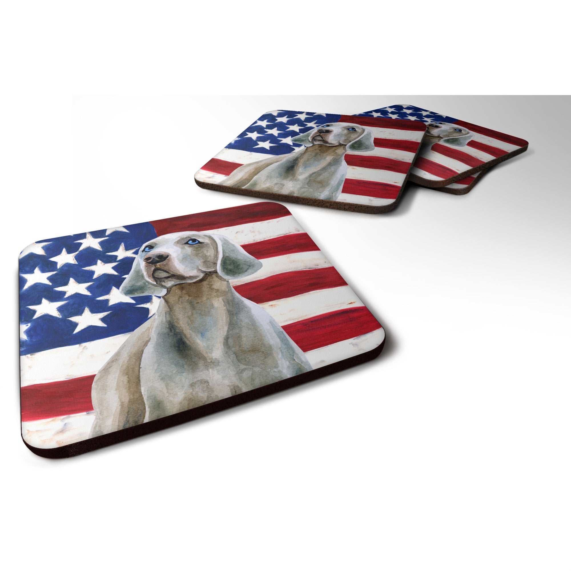 'Caroline'S Treasures Weimaraner Patriotic Decorative Coasters, Multicolor''
