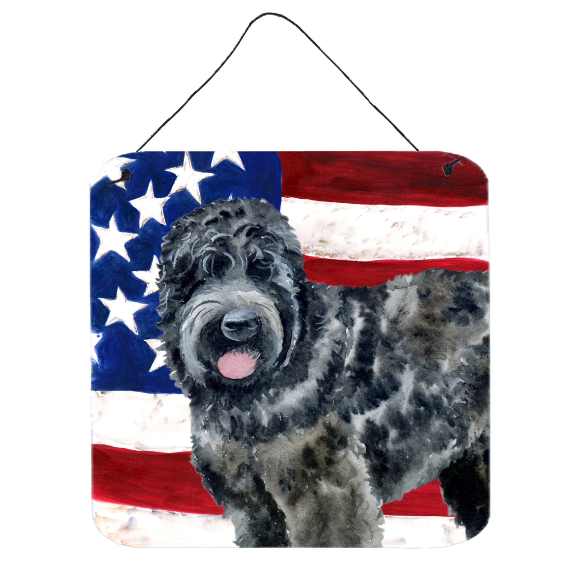 'Caroline'S Treasures Black Russian Terrier Patriotic Metal Print, 6H X 6W, Usa American Flag''