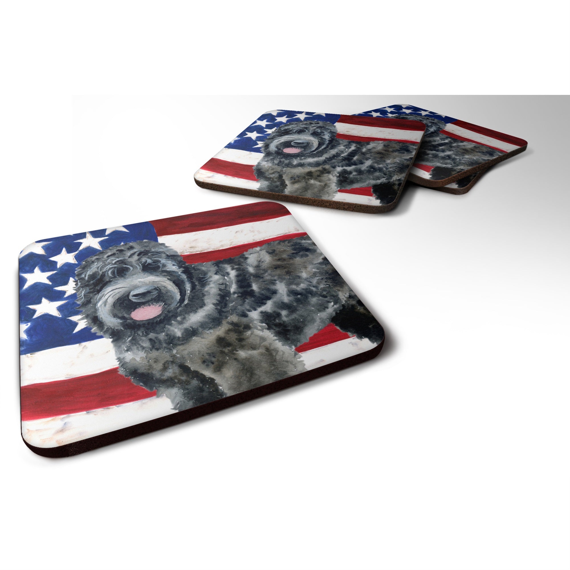 'Caroline'S Treasures Black Russian Terrier Patriotic Decorative Coasters, Multicolor''