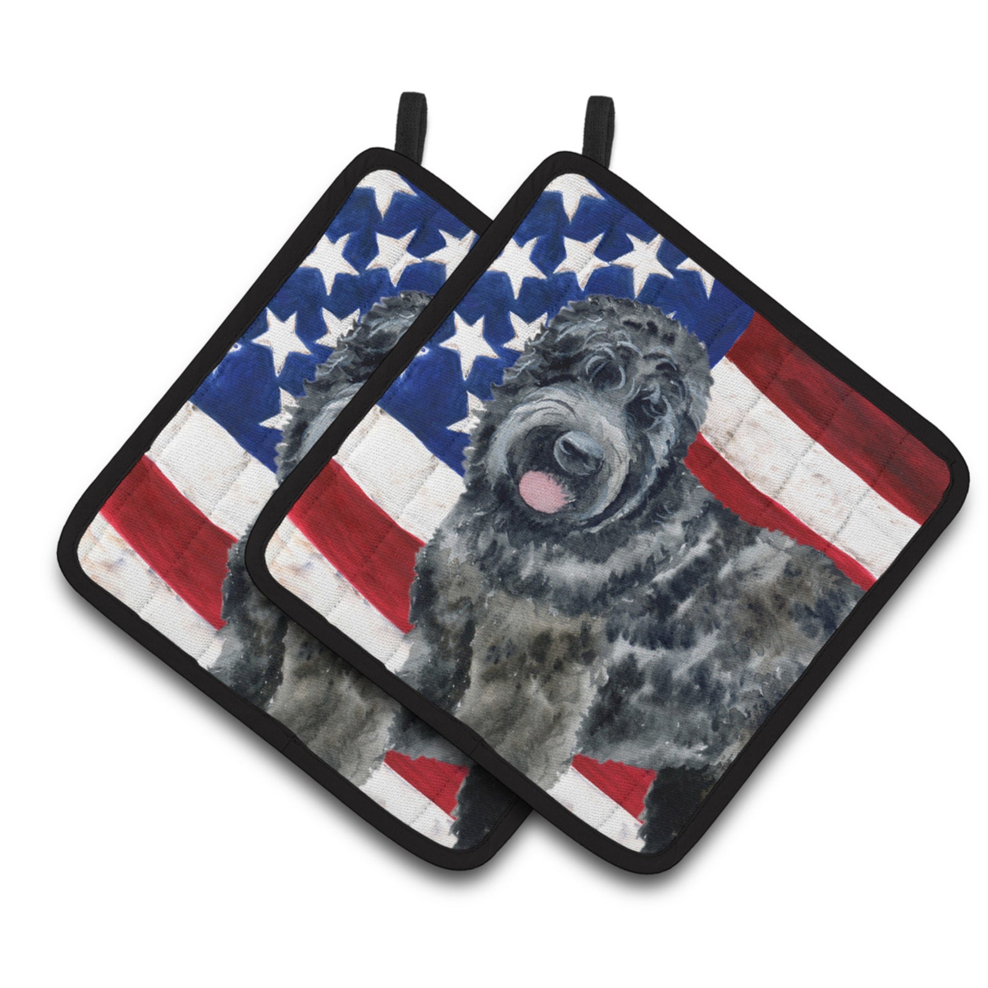 'Caroline'S Treasures Black Russian Terrier Patriotic Decorated Pot Holder, 7.5H X 7.5W, Usa American Flag''