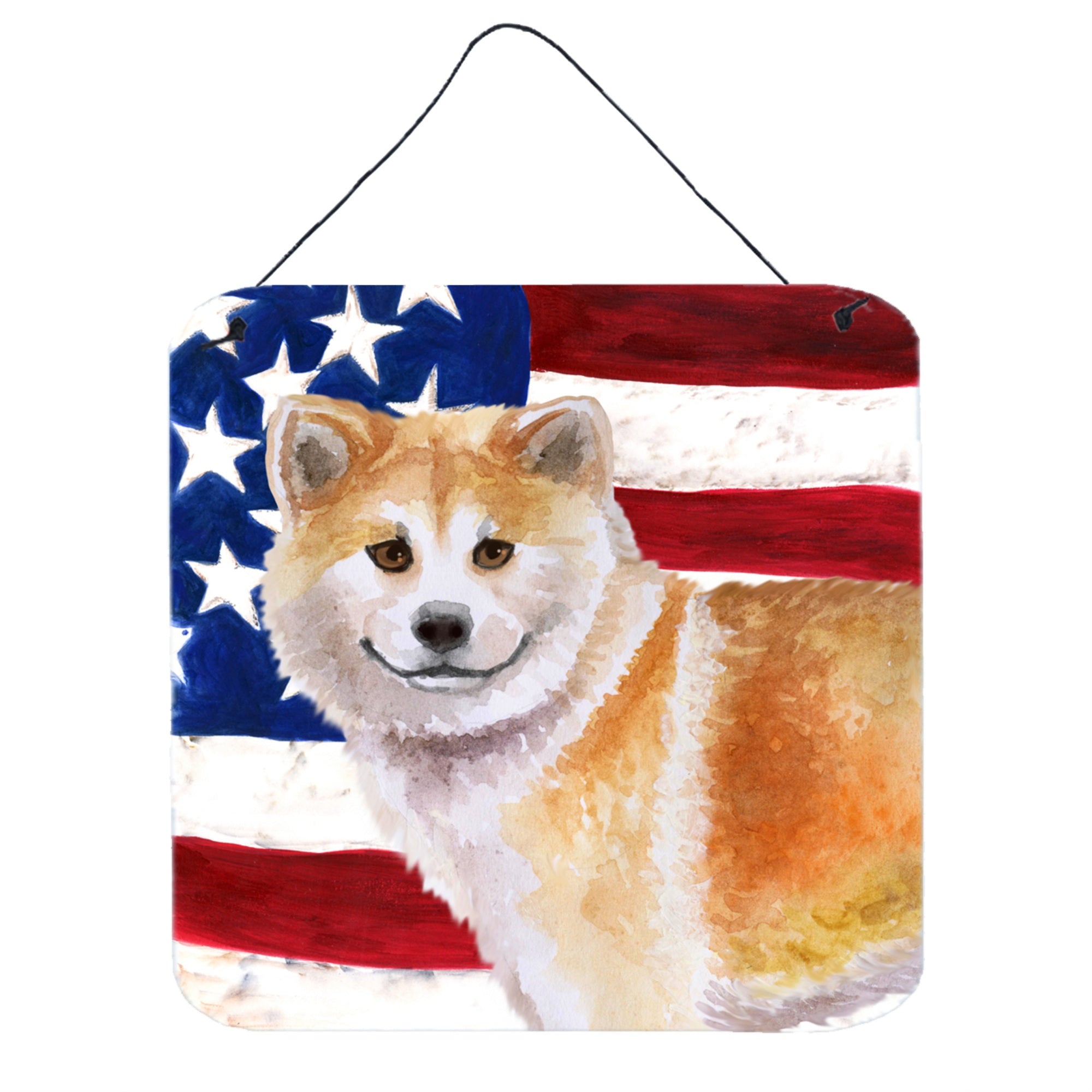 'Caroline'S Treasures Shiba Inu Patriotic Metal Print, 6H X 6W, Usa American Flag''