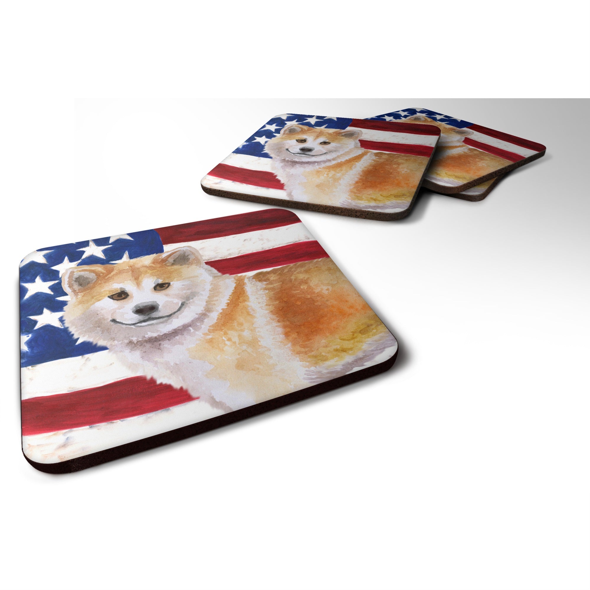 'Caroline'S Treasures Shiba Inu Patriotic Decorative Coasters, Multicolor''