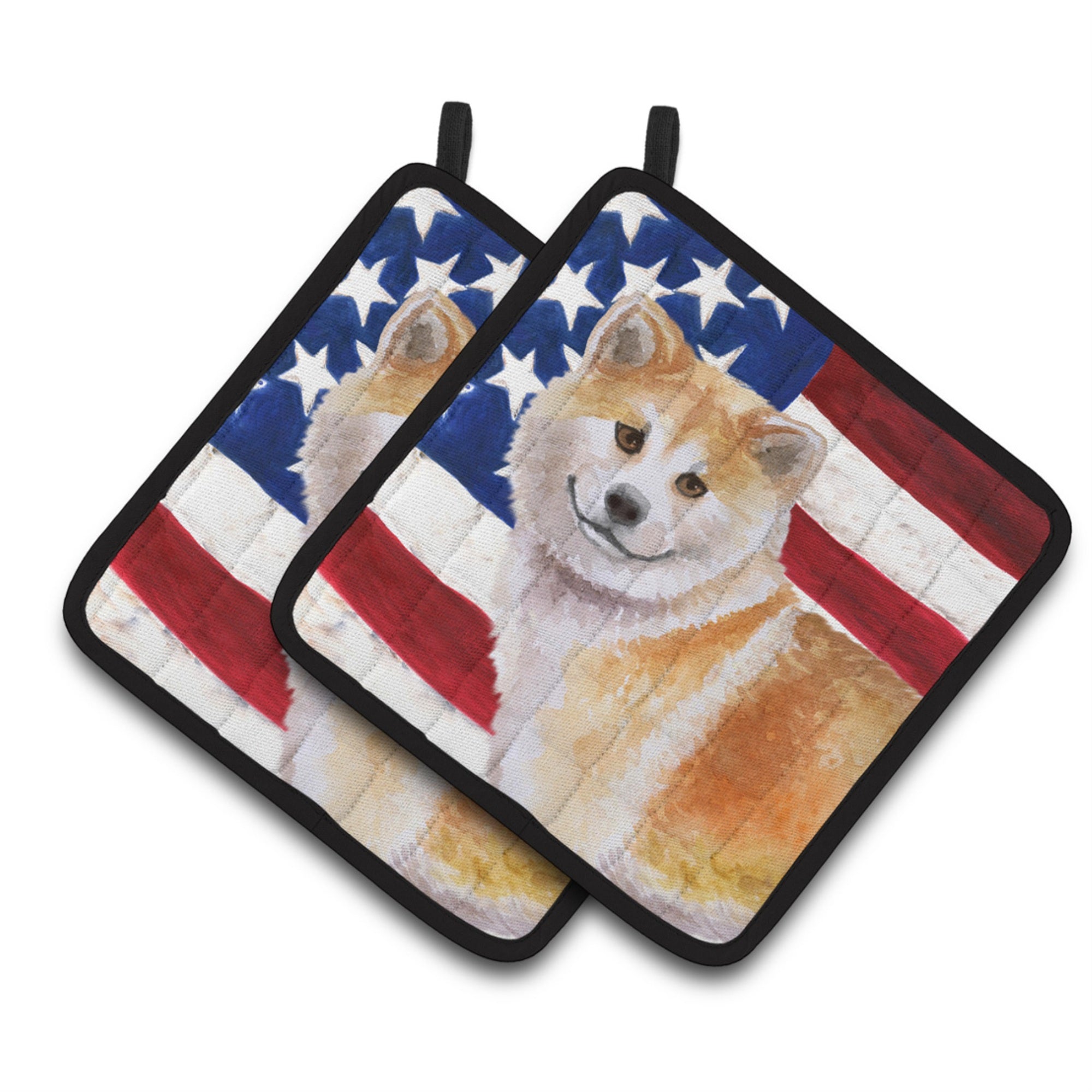'Caroline'S Treasures Shiba Inu Patriotic Decorated Pot Holder, 7.5H X 7.5W, Usa American Flag''