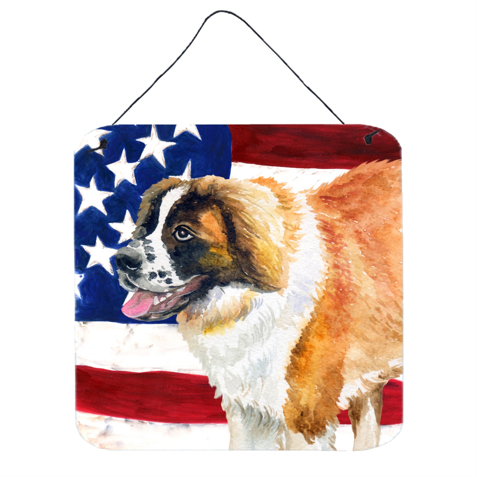 'Caroline'S Treasures Saint Bernard Patriotic Metal Print, 6H X 6W, Usa American Flag''