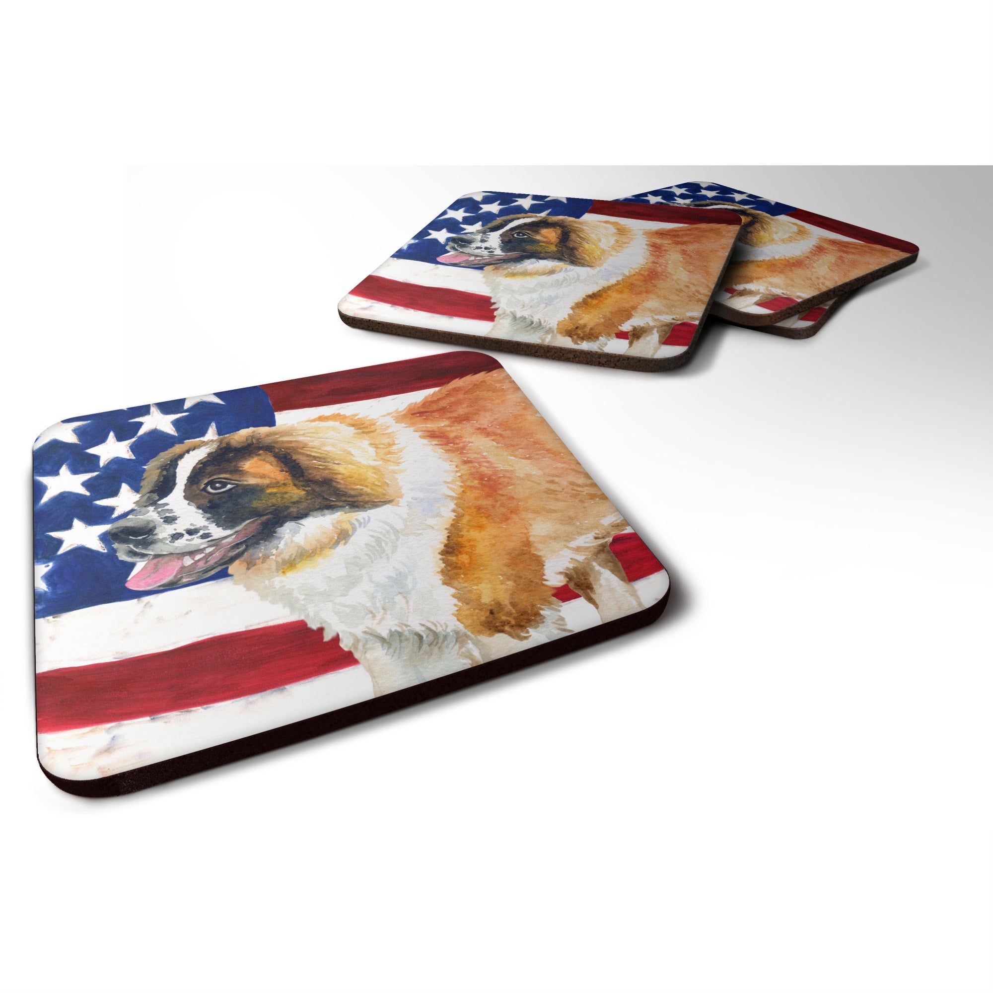 'Caroline'S Treasures Saint Bernard Patriotic Decorative Coasters, Multicolor''