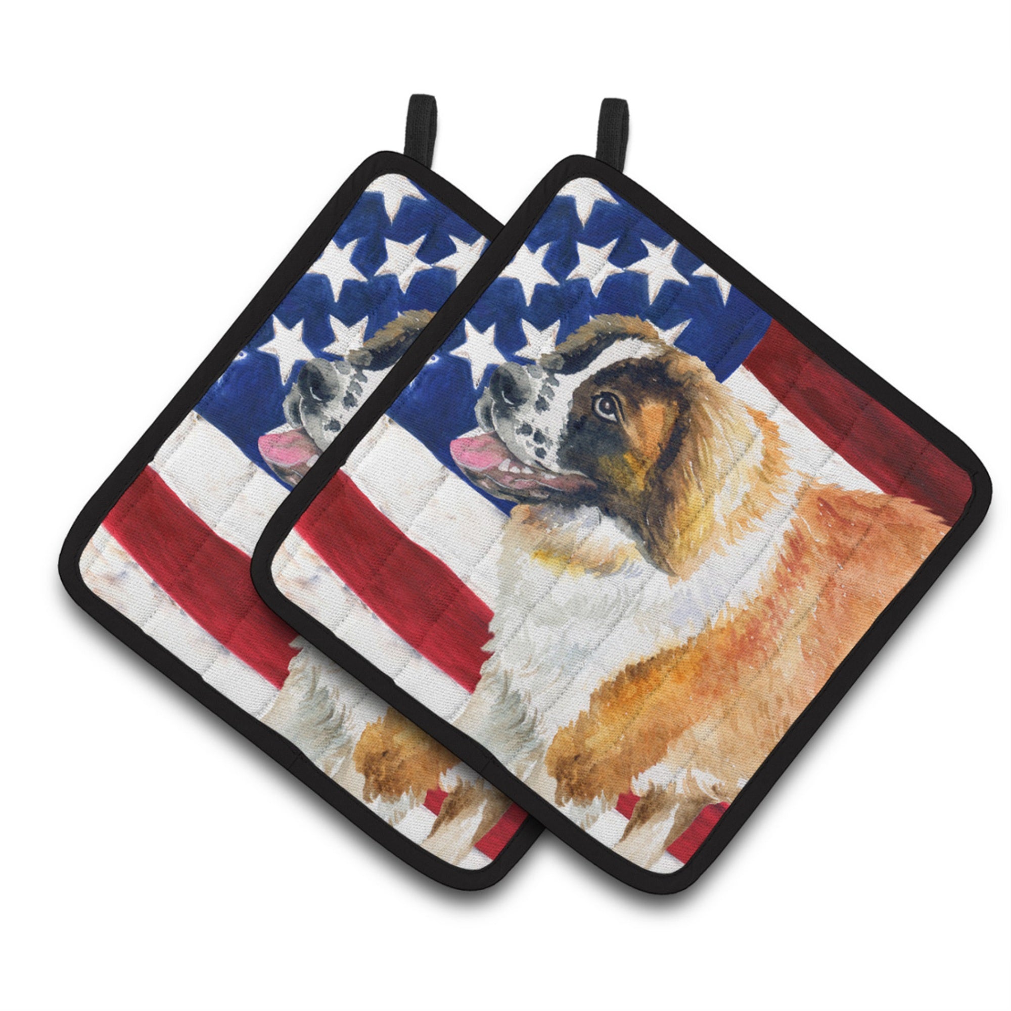 'Caroline'S Treasures Saint Bernard Patriotic Decorated Pot Holder, 7.5H X 7.5W, Usa American Flag''
