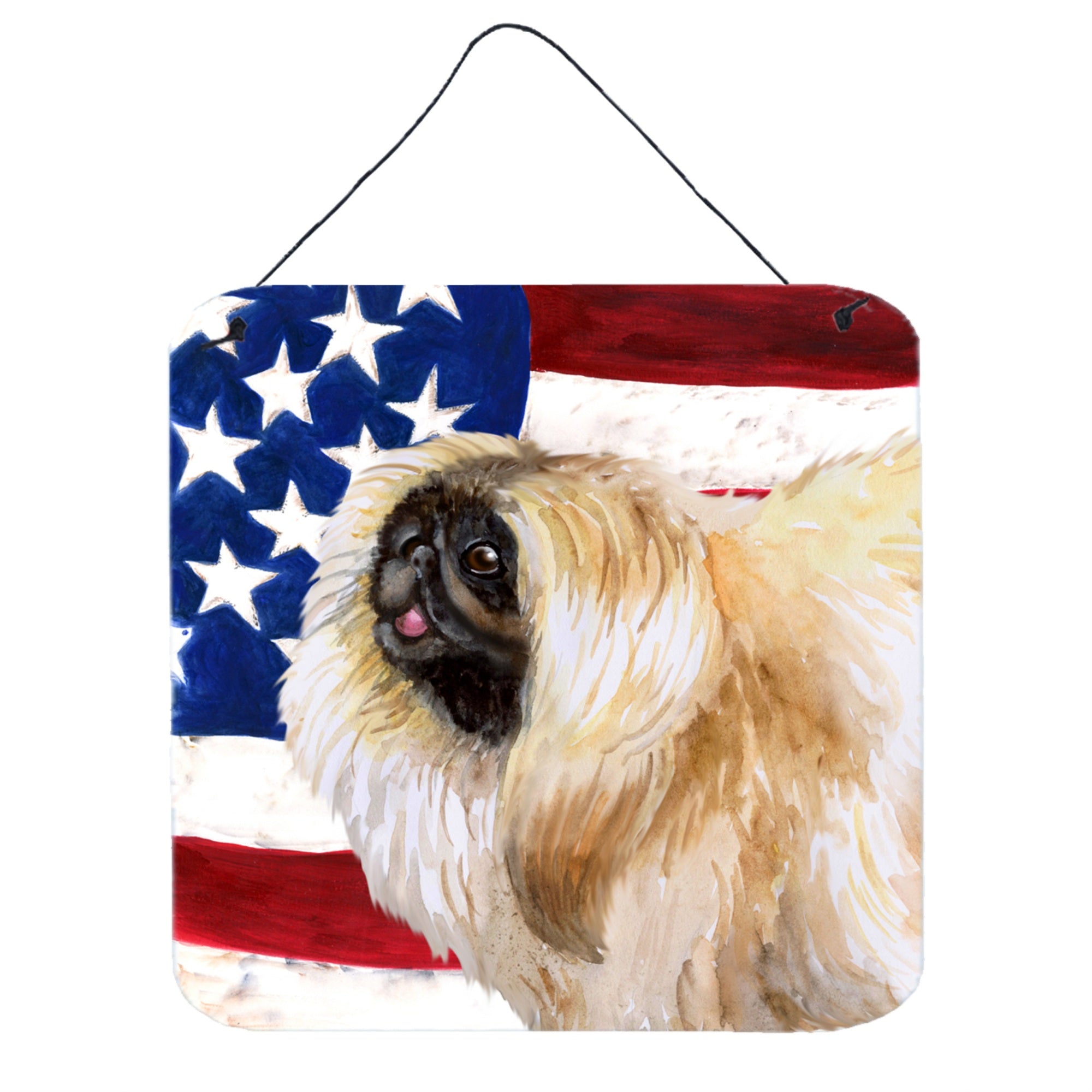 'Caroline'S Treasures Pekingese Patriotic Metal Print, 6H X 6W, Usa American Flag''