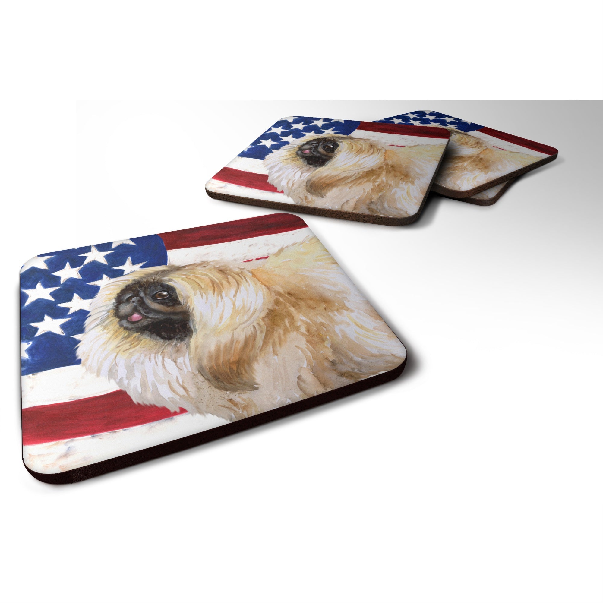 'Caroline'S Treasures Pekingese Patriotic Decorative Coasters, Multicolor''