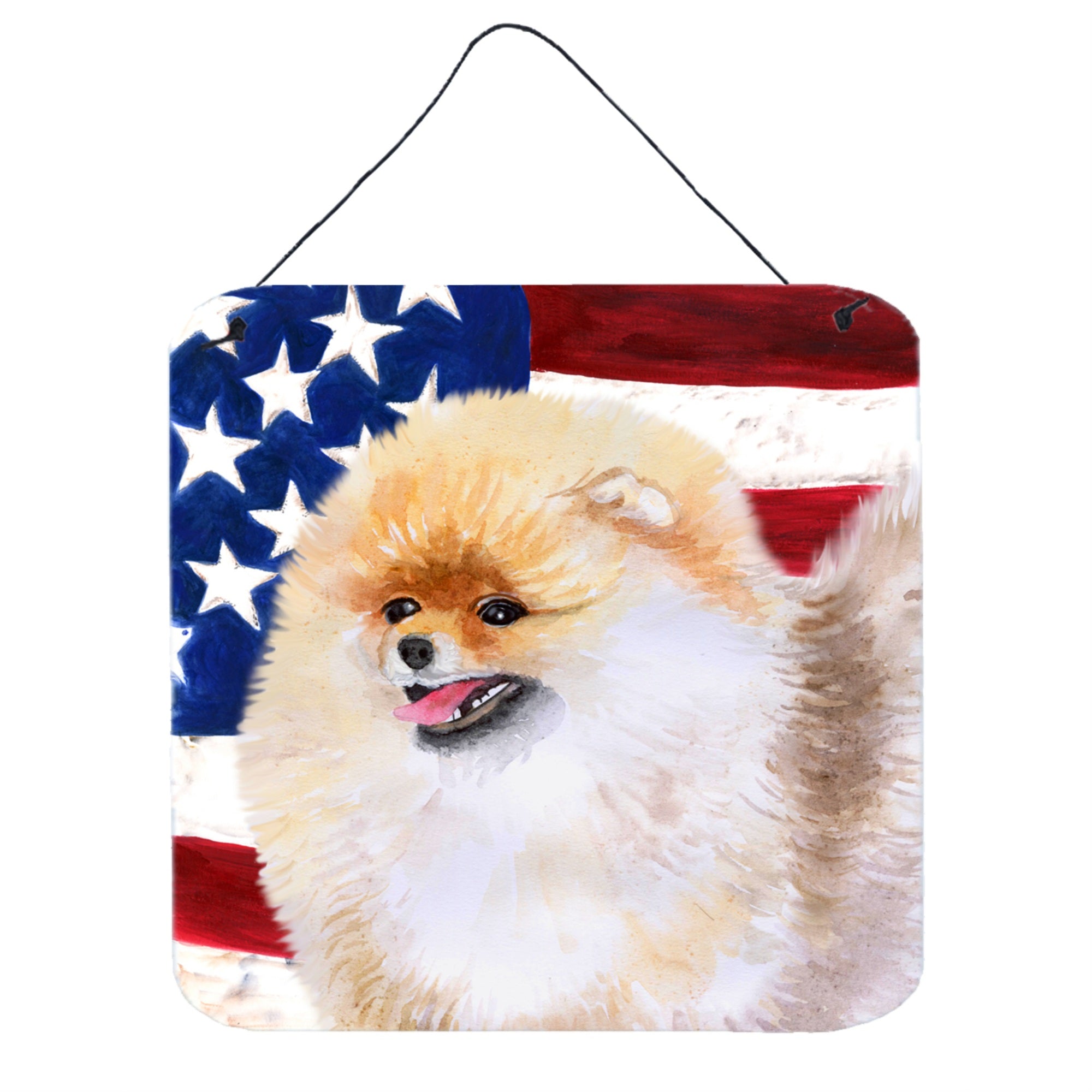 'Caroline'S Treasures Pomeranian Patriotic Metal Print, 6H X 6W, Usa American Flag''