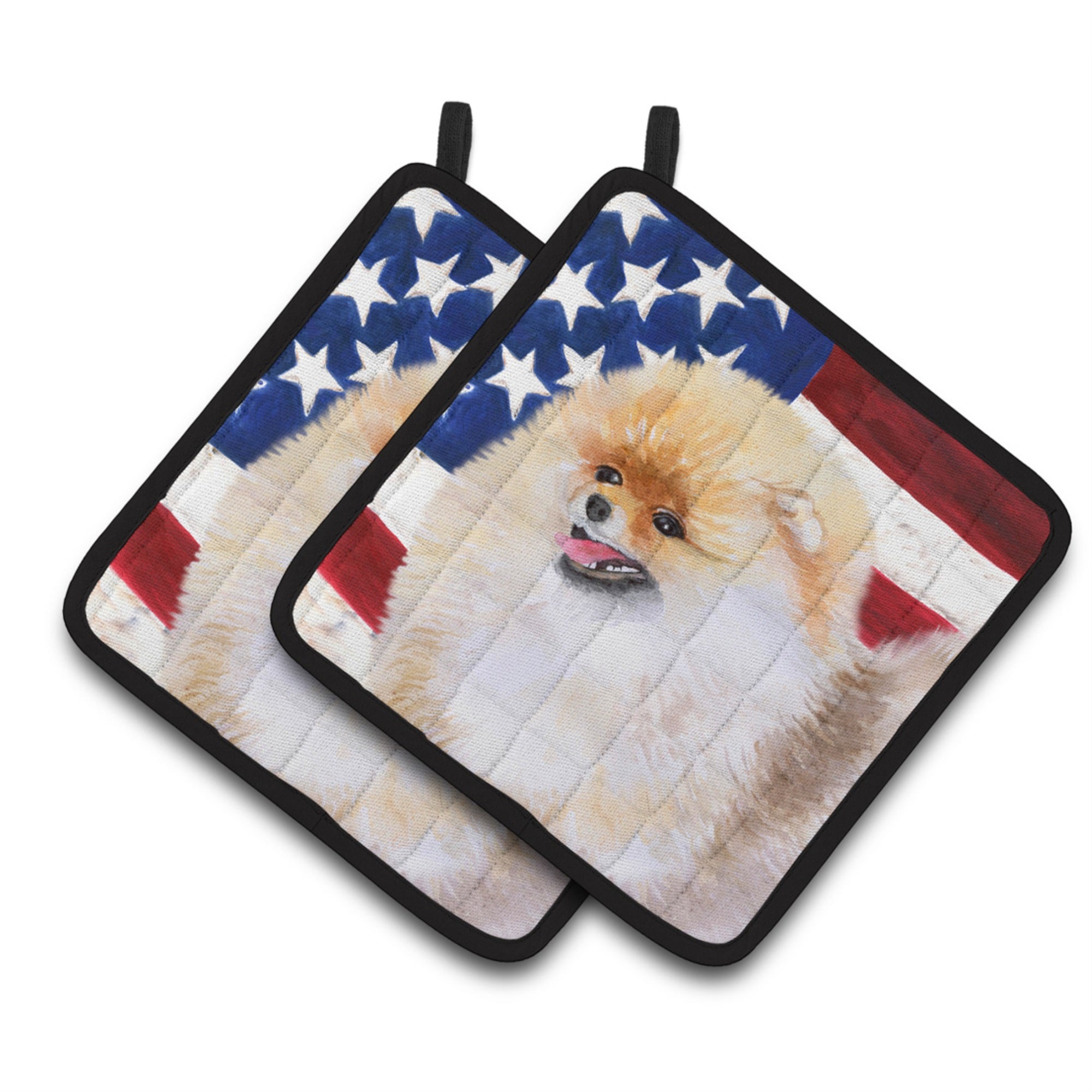'Caroline'S Treasures Pomeranian Patriotic Decorated Pot Holder, 7.5H X 7.5W, Usa American Flag''