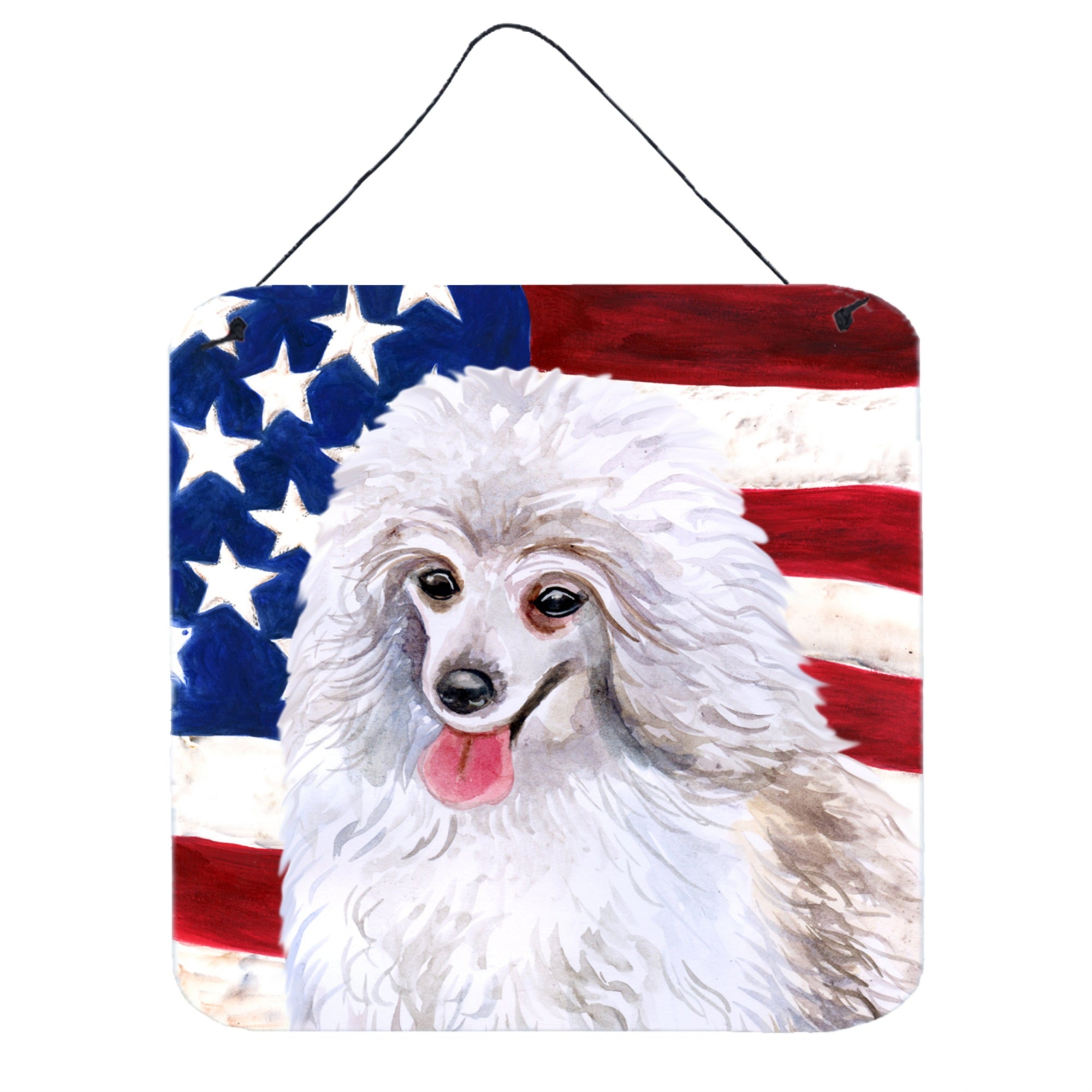 'Caroline'S Treasures Medium White Poodle Patriotic Metal Print, 6H X 6W, Usa American Flag''