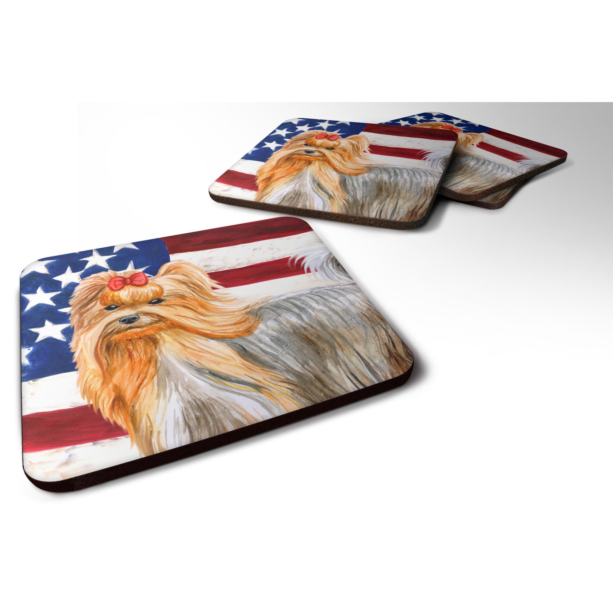 'Caroline'S Treasures Yorkshire Terrier Patriotic Decorative Coasters, Multicolor''