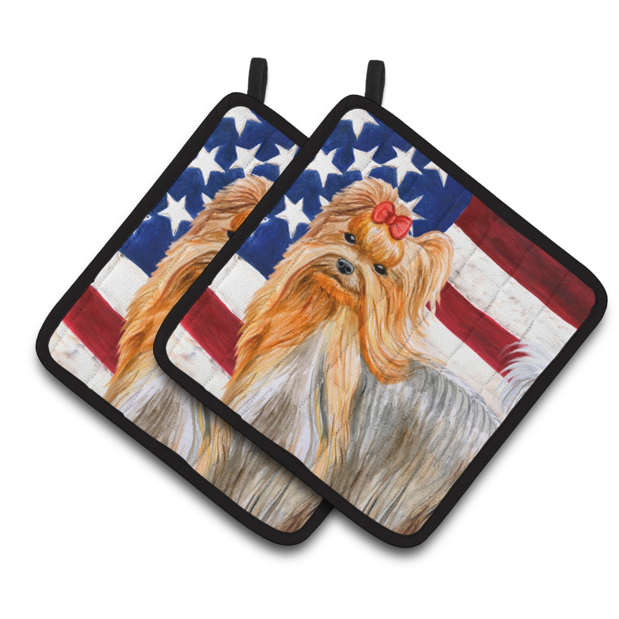 'Caroline'S Treasures Yorkshire Terrier Patriotic Decorated Pot Holder, 7.5H X 7.5W, Usa American Flag''