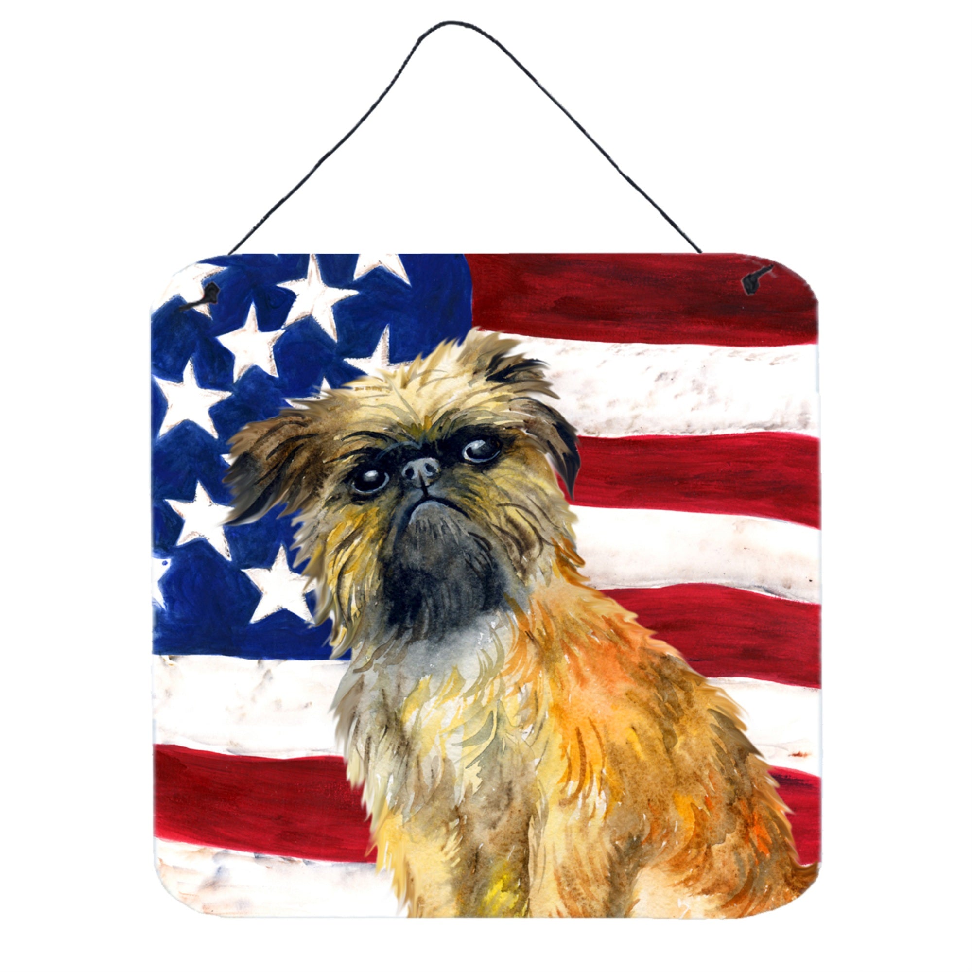 'Caroline'S Treasures Brussels Griffon Patriotic Metal Print, 6H X 6W, Usa American Flag''