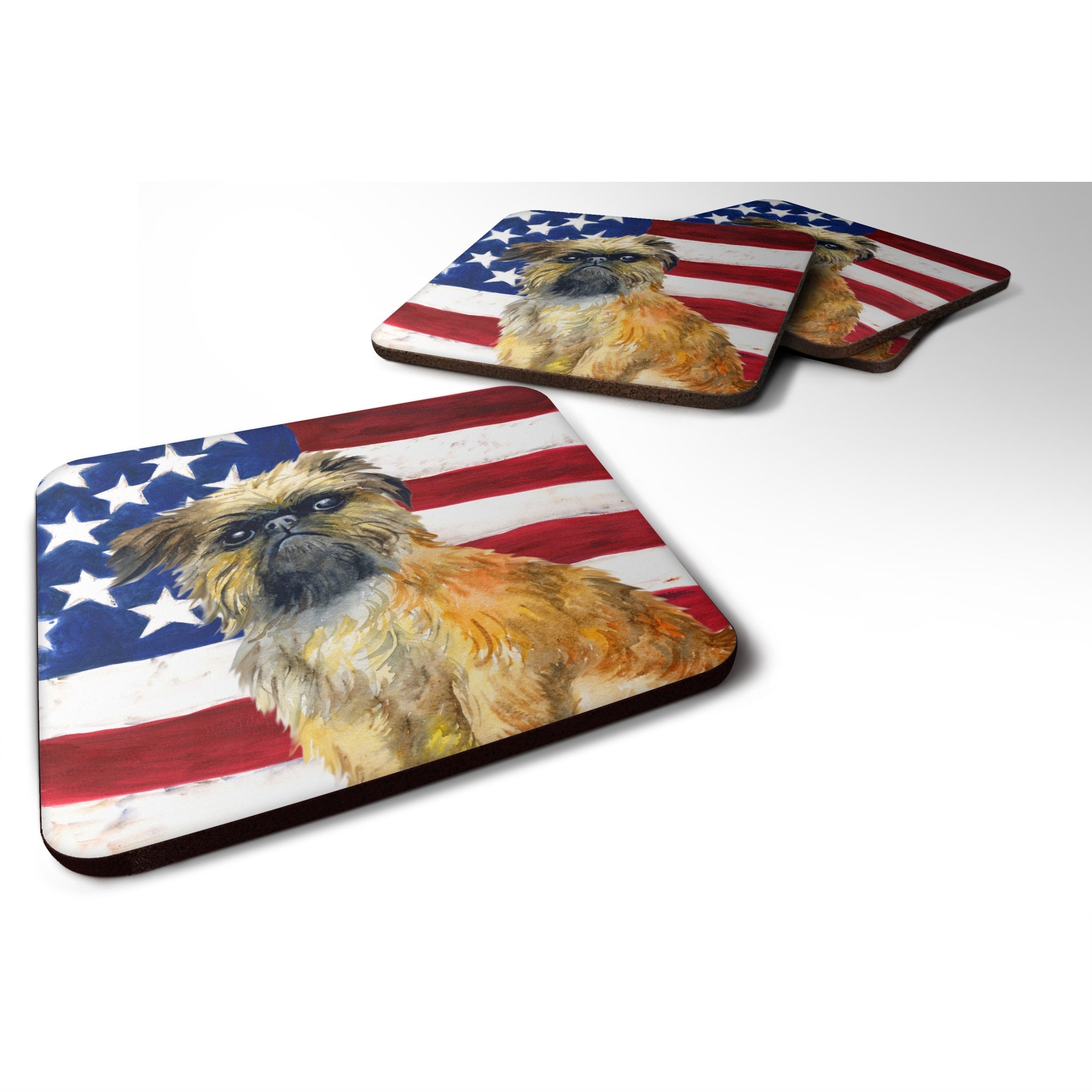 'Caroline'S Treasures Brussels Griffon Patriotic Decorative Coasters, Multicolor''