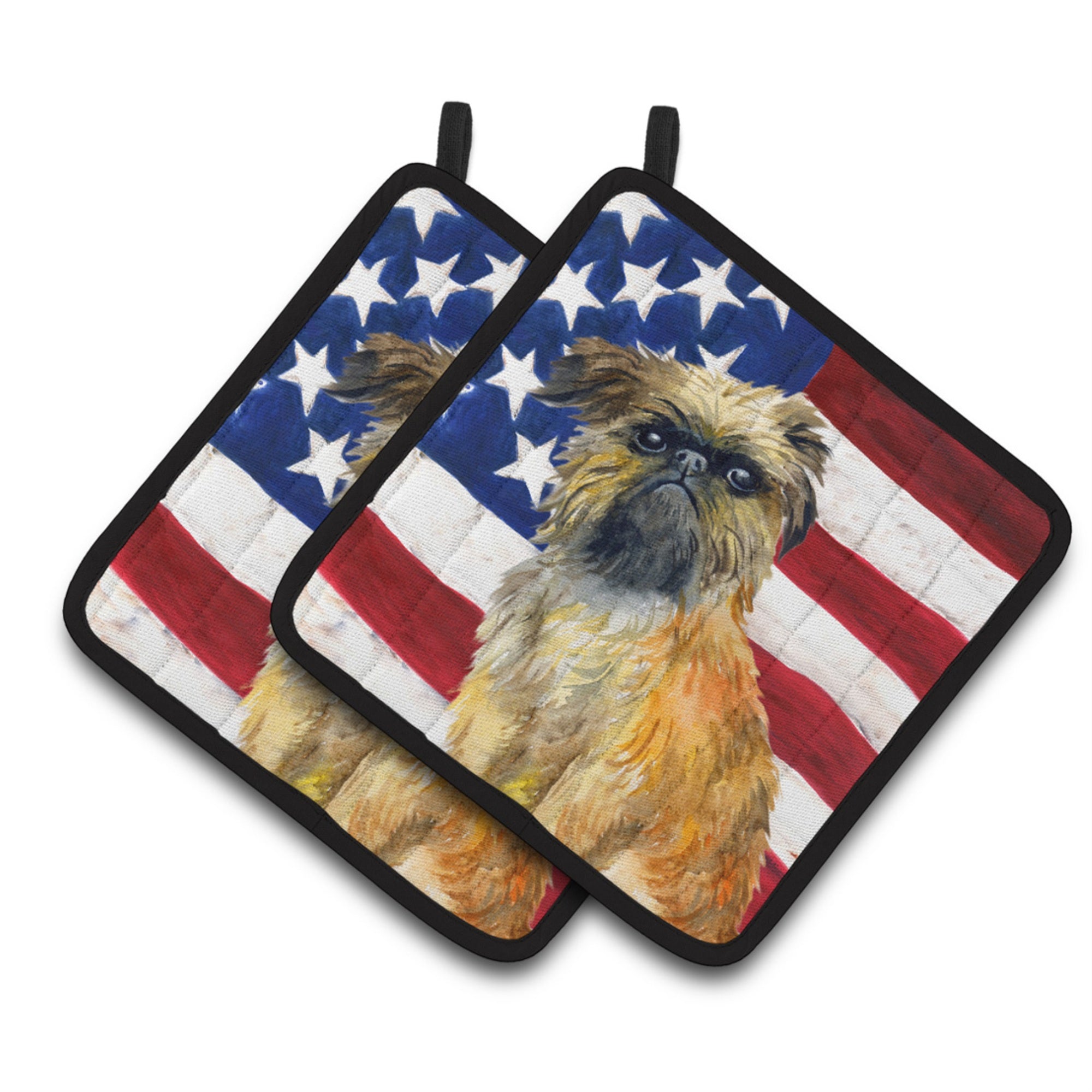 'Caroline'S Treasures Brussels Griffon Patriotic Decorated Pot Holder, 7.5H X 7.5W, Usa American Flag''