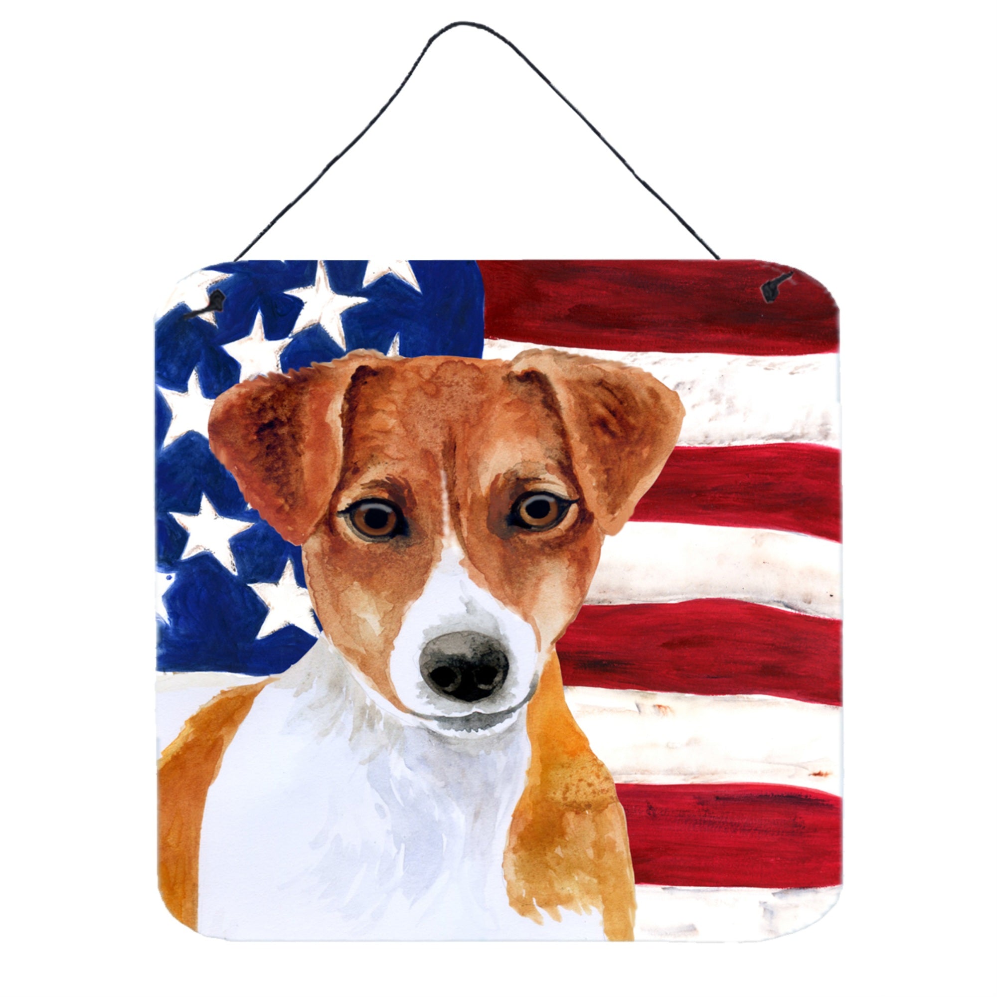 'Caroline'S Treasures Jack Russell Terrier Patriotic Metal Print, 6H X 6W, Usa American Flag''