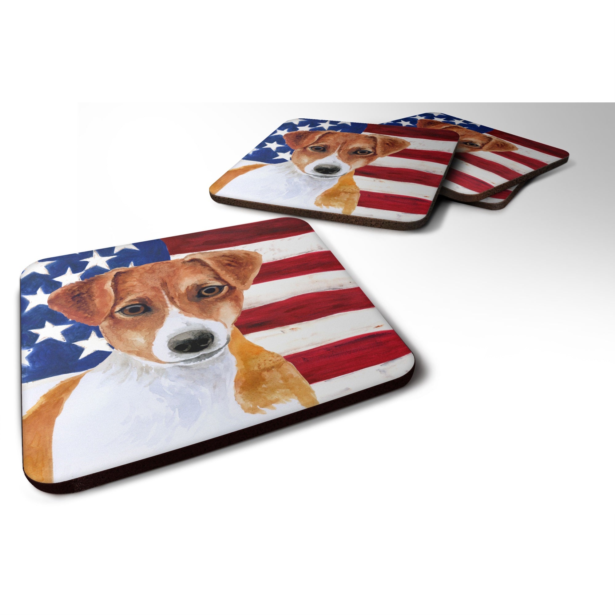 'Caroline'S Treasures Jack Russell Terrier Patriotic Decorative Coasters, Multicolor''