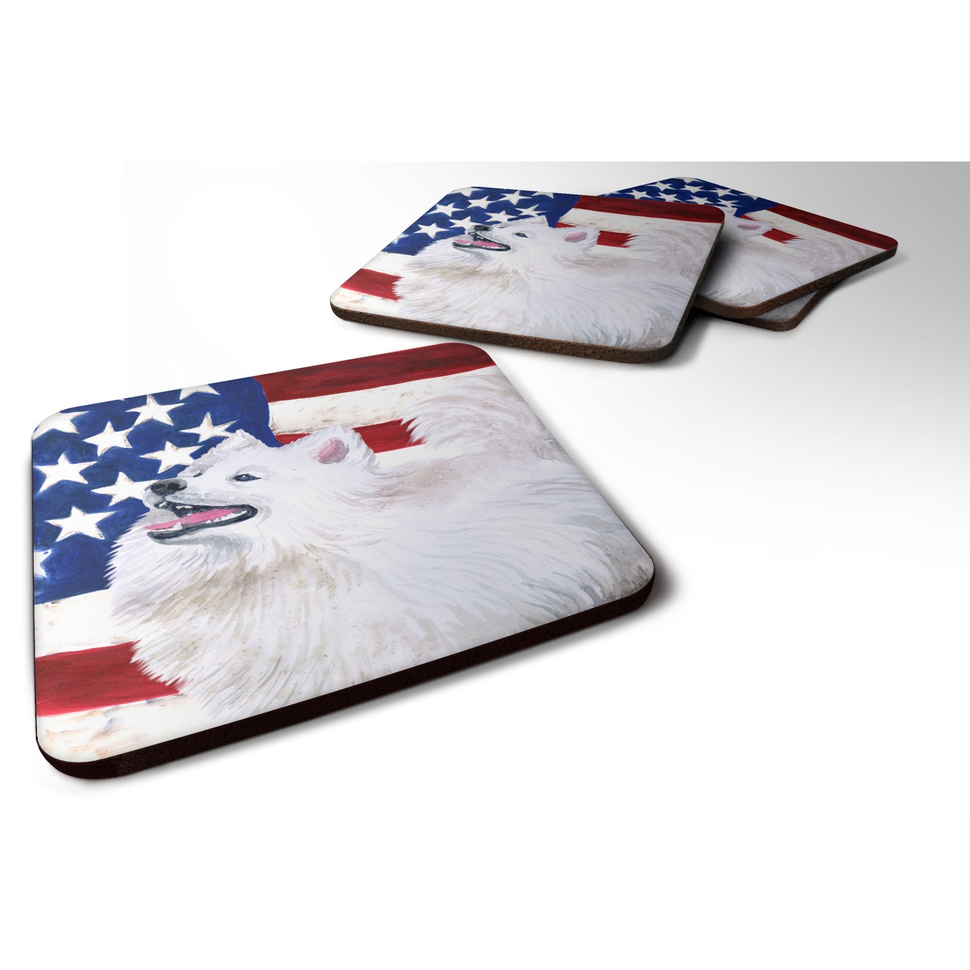 'Caroline'S Treasures Samoyed Patriotic Decorative Coasters, Multicolor''
