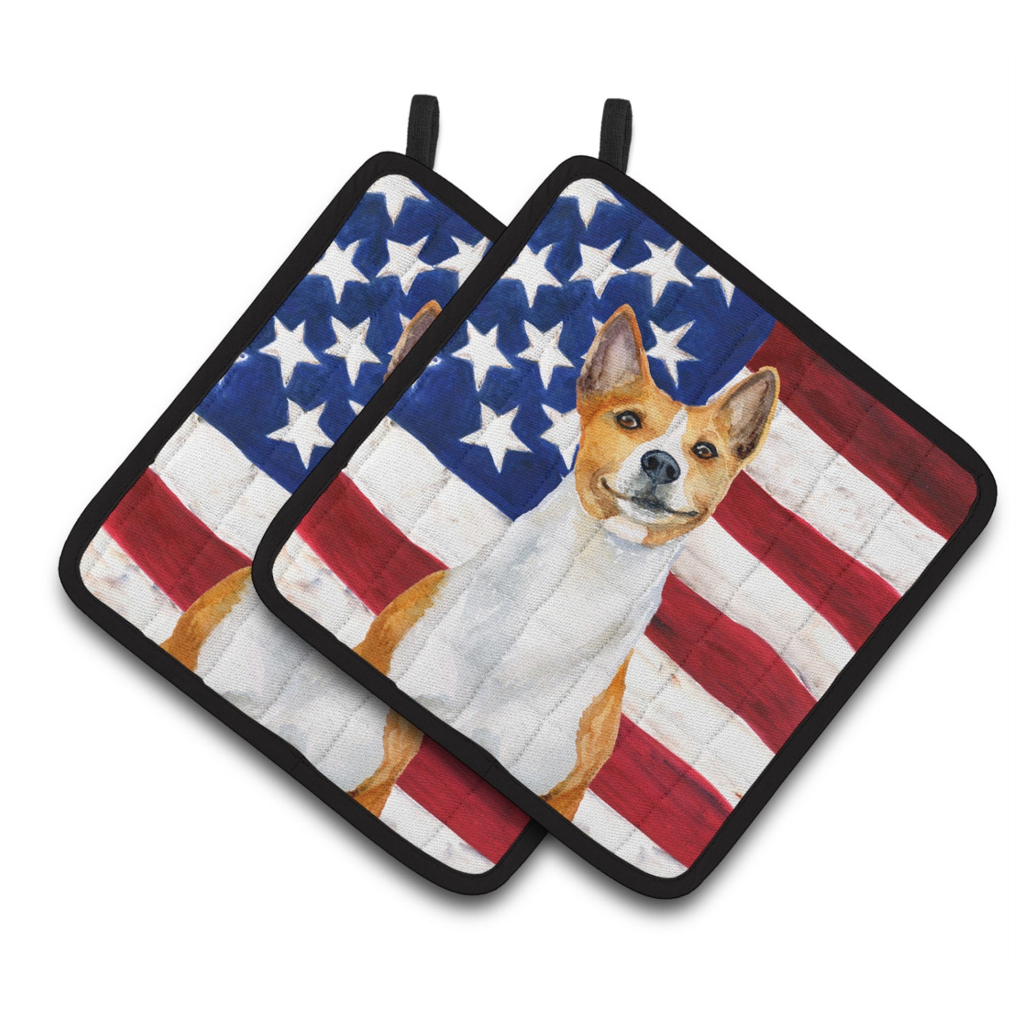'Caroline'S Treasures Basenji Patriotic Decorated Pot Holder, 7.5H X 7.5W, Usa American Flag''