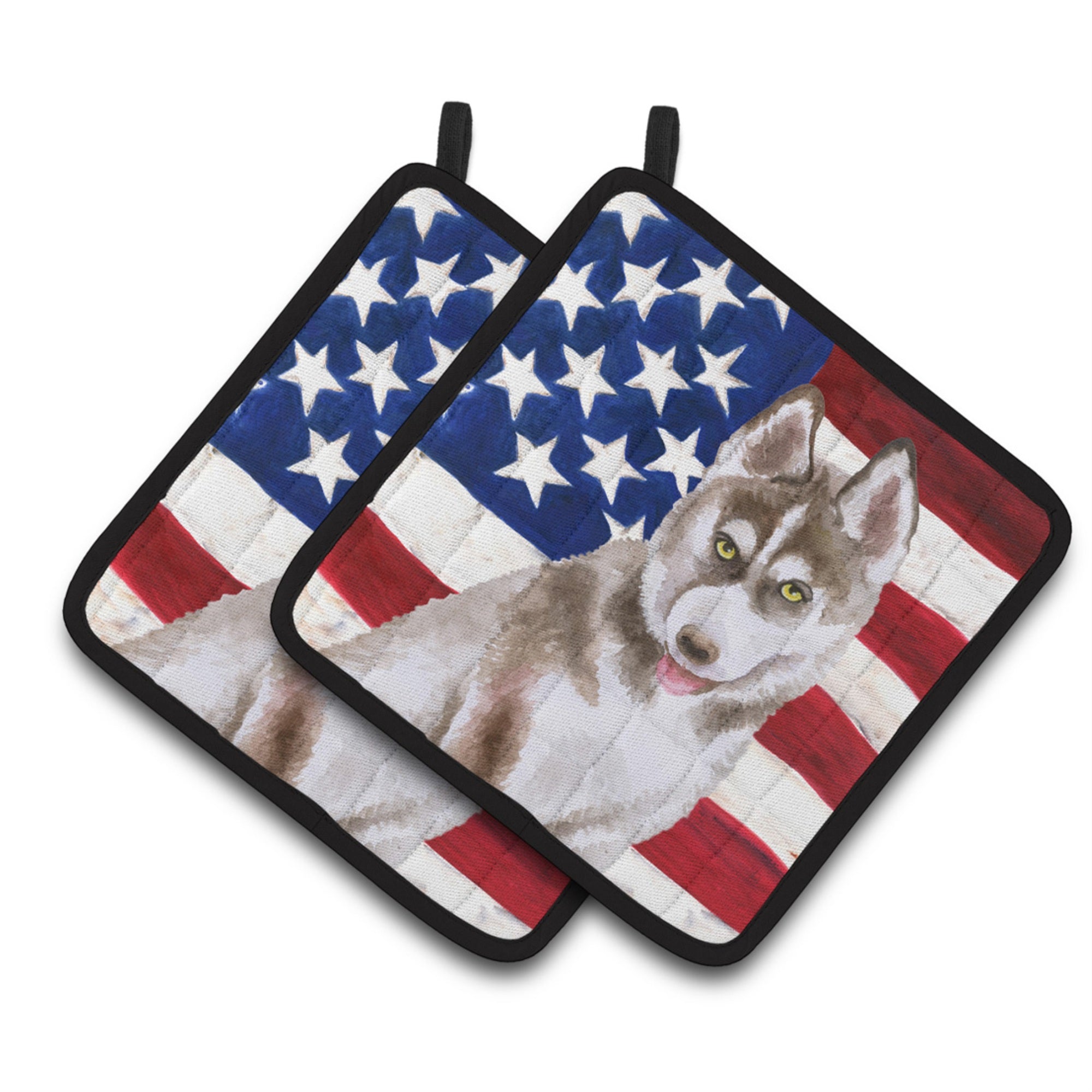 'Caroline'S Treasures Siberian Husky Grey Patriotic Decorated Pot Holder, 7.5H X 7.5W, Usa American Flag''