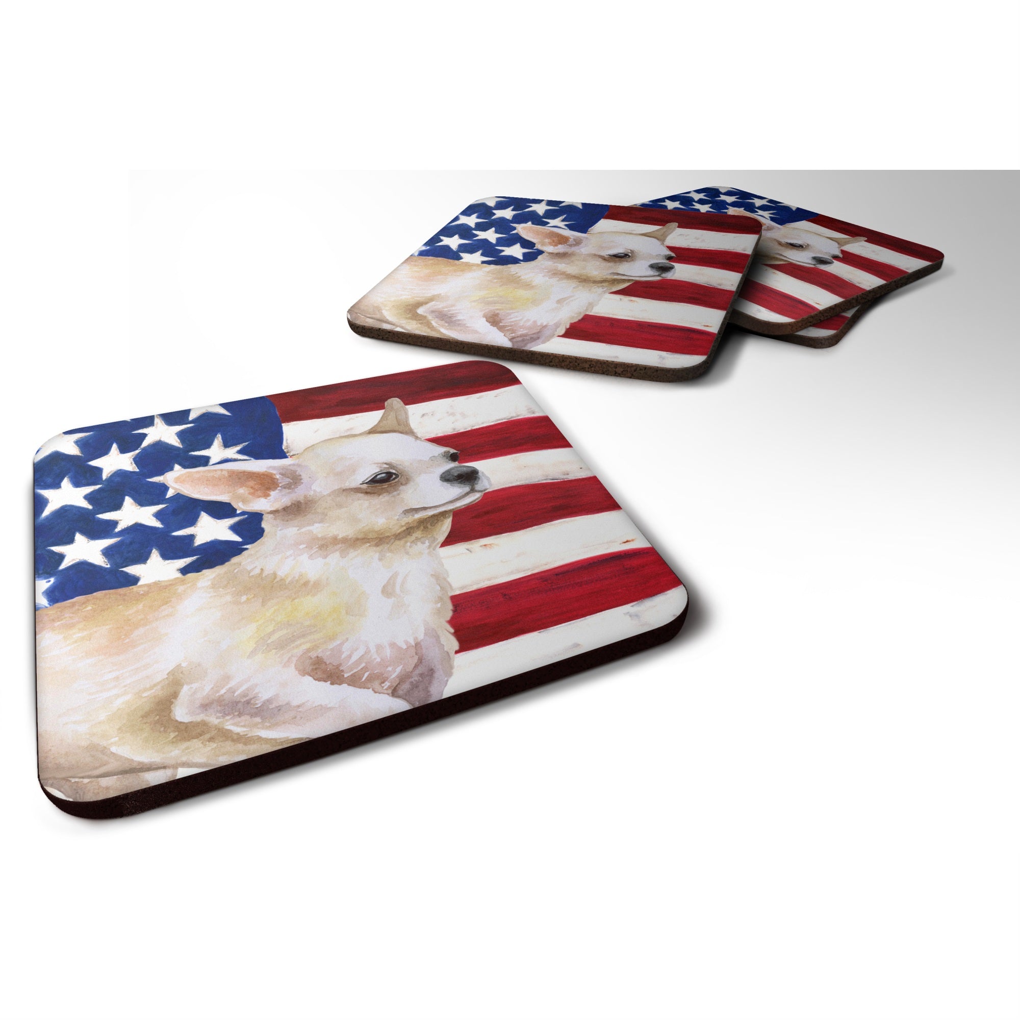 'Caroline'S Treasures Chihuahua Leg Up Patriotic Decorative Coasters, Multicolor''