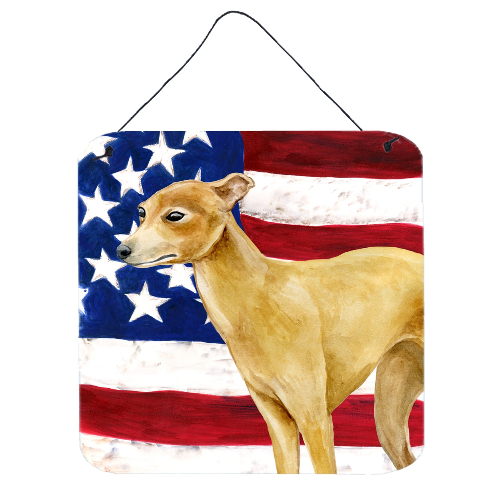 'Caroline'S Treasures Italian Greyhound Patriotic Metal Print, 6H X 6W, Usa American Flag''