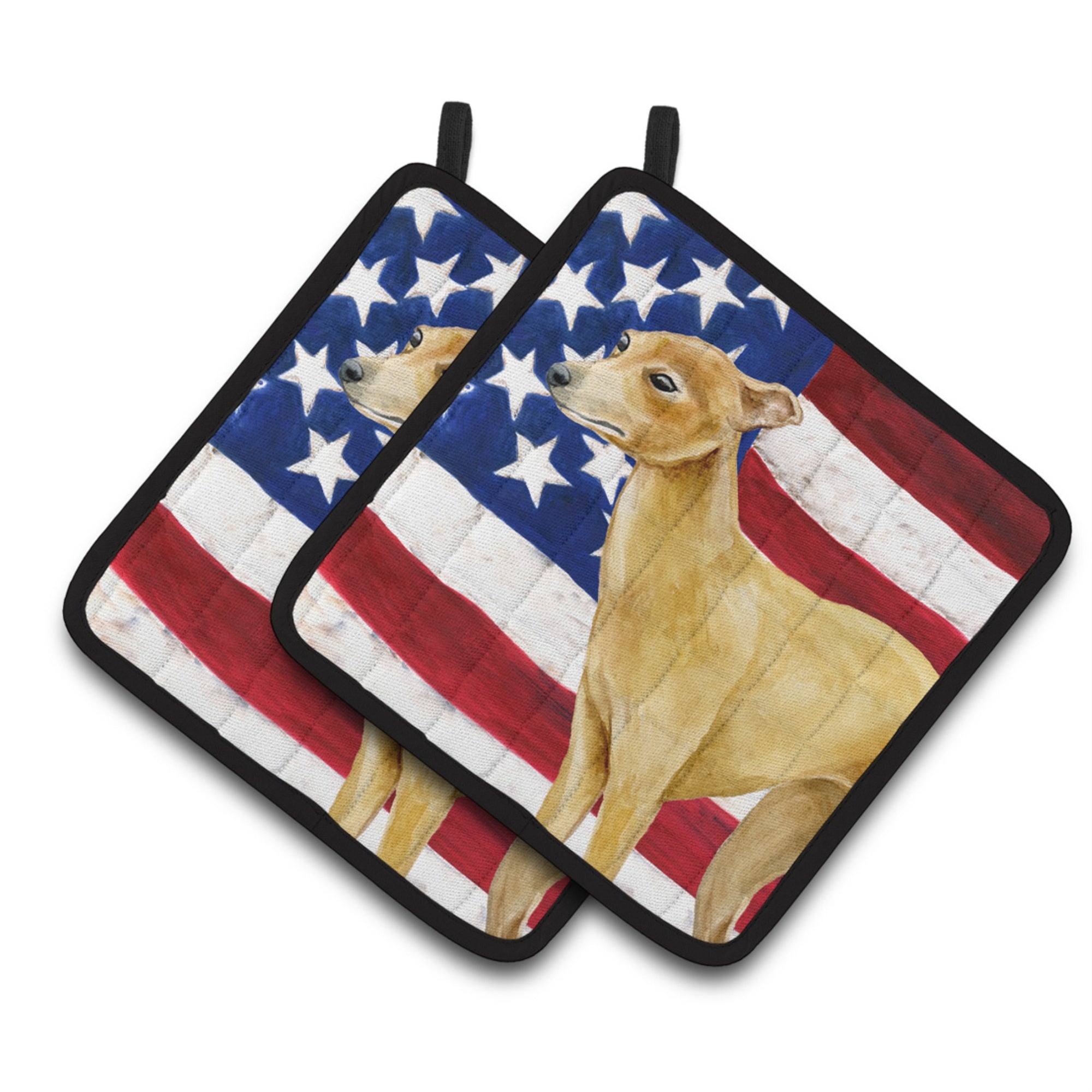 'Caroline'S Treasures Italian Greyhound Patriotic Decorated Pot Holder, 7.5H X 7.5W, Usa American Flag''