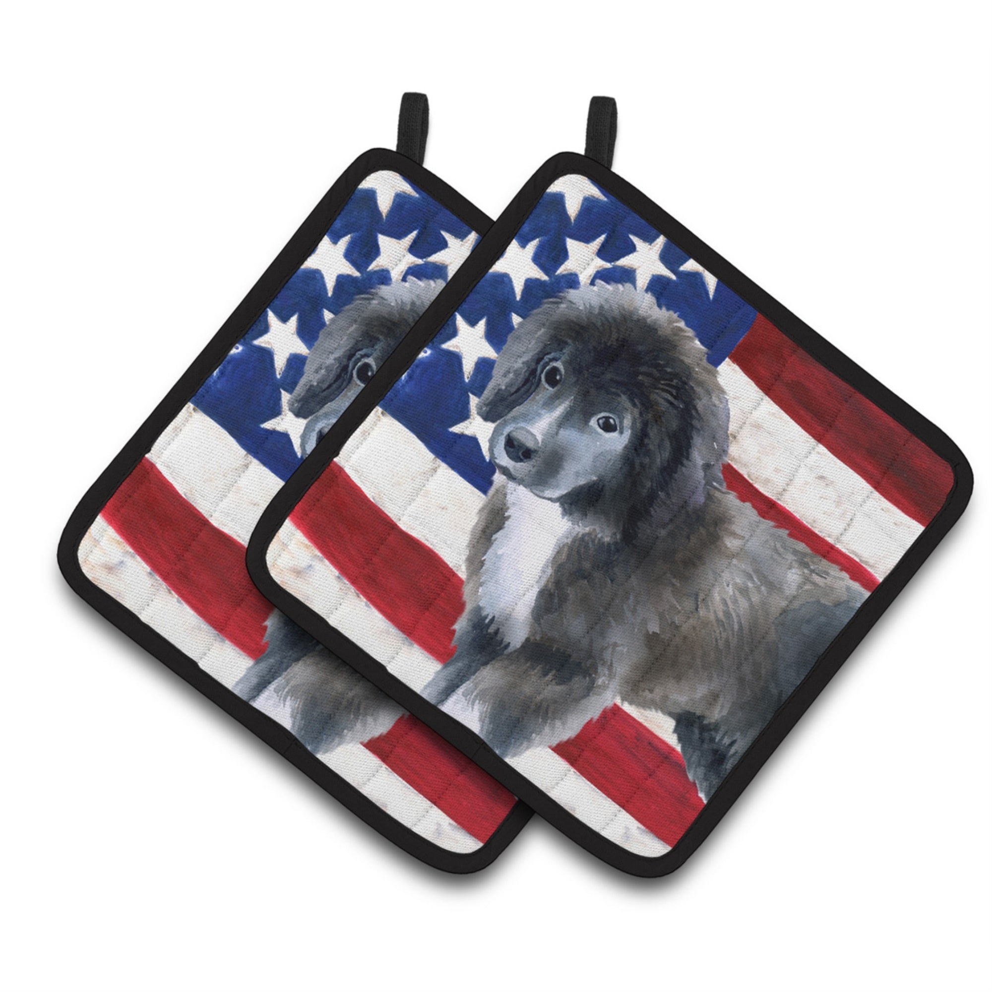 'Caroline'S Treasures Newfoundland Puppy Patriotic Decorated Pot Holder, 7.5H X 7.5W, Usa American Flag''