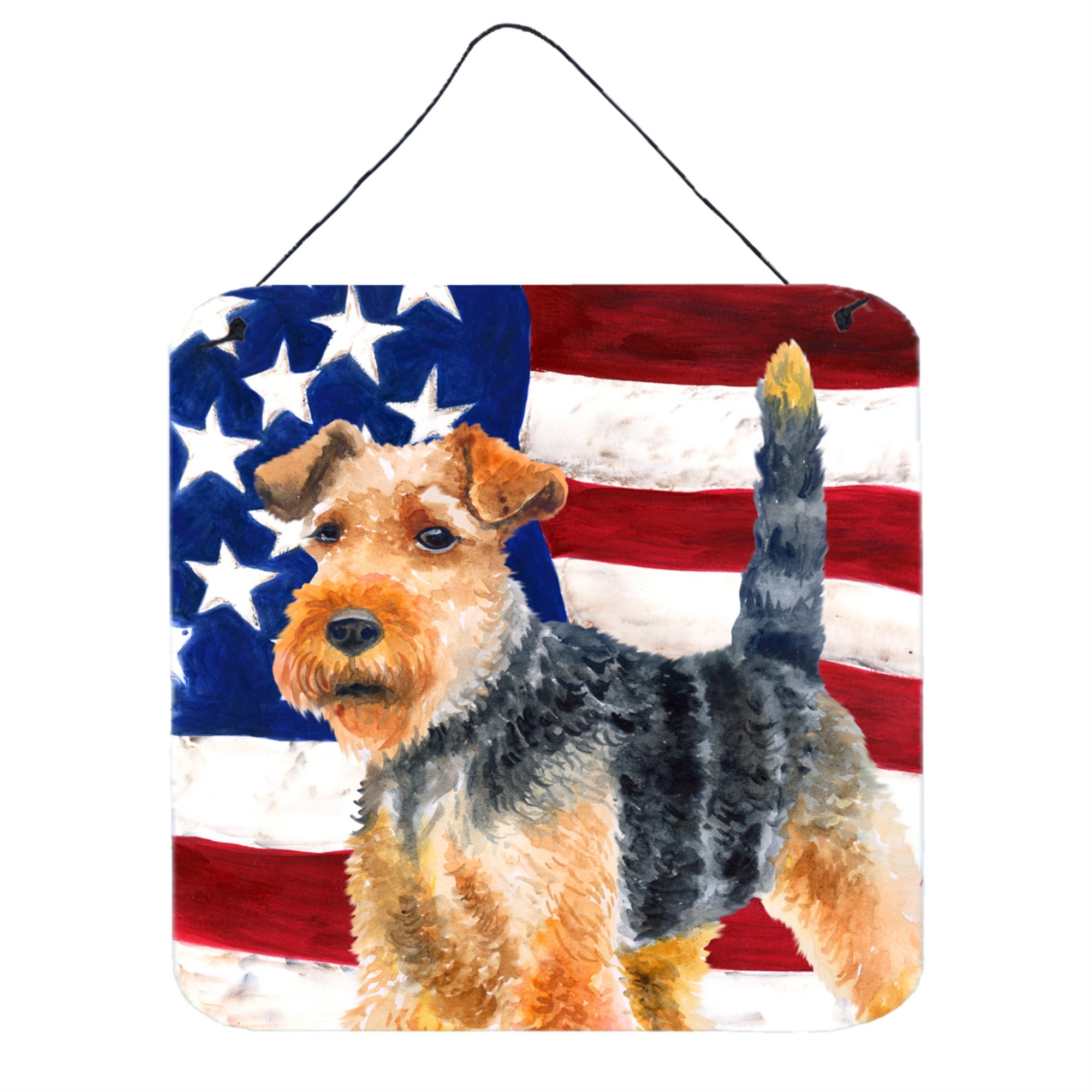 'Caroline'S Treasures Welsh Terrier Patriotic Metal Print, 6H X 6W, Usa American Flag''