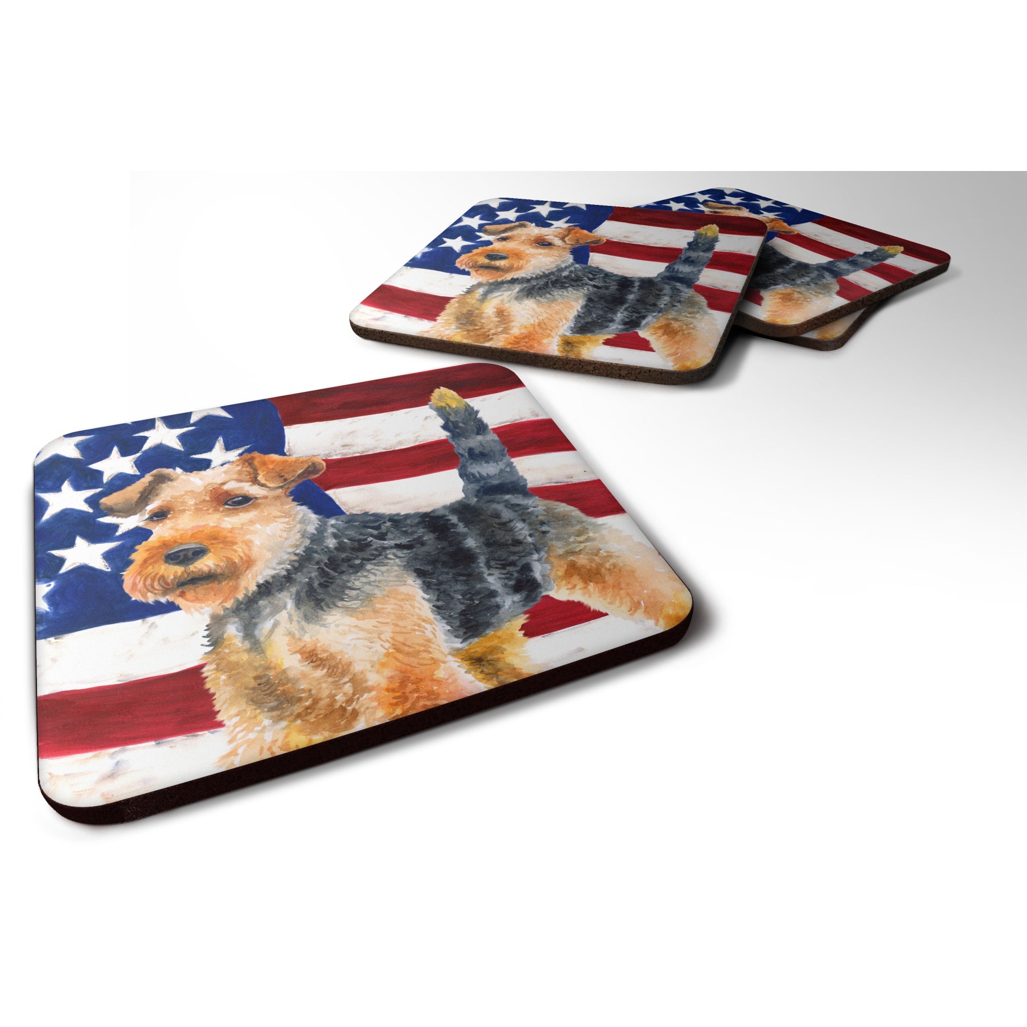 'Caroline'S Treasures Welsh Terrier Patriotic Decorative Coasters, Multicolor''