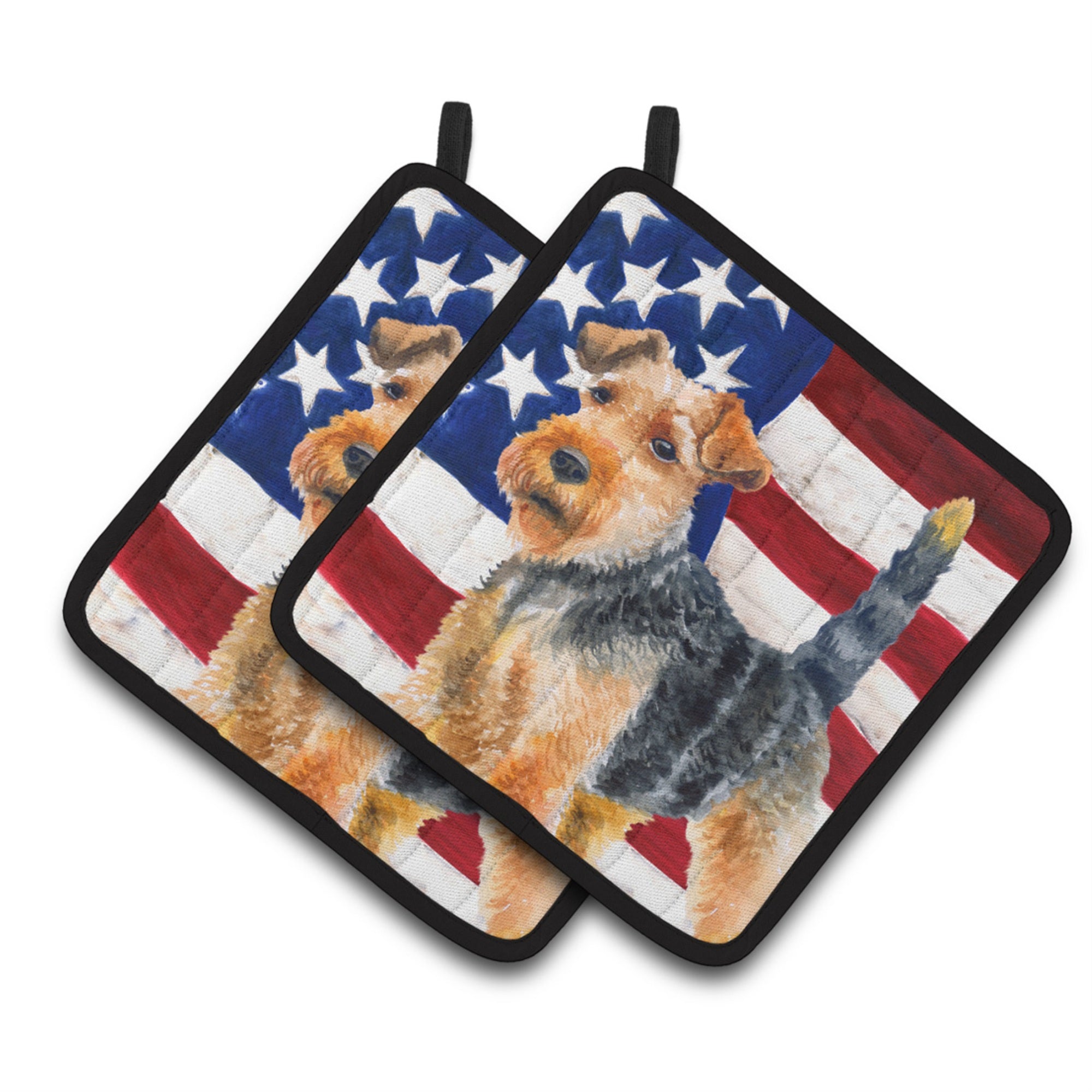 'Caroline'S Treasures Welsh Terrier Patriotic Decorated Pot Holder, 7.5H X 7.5W, Usa American Flag''
