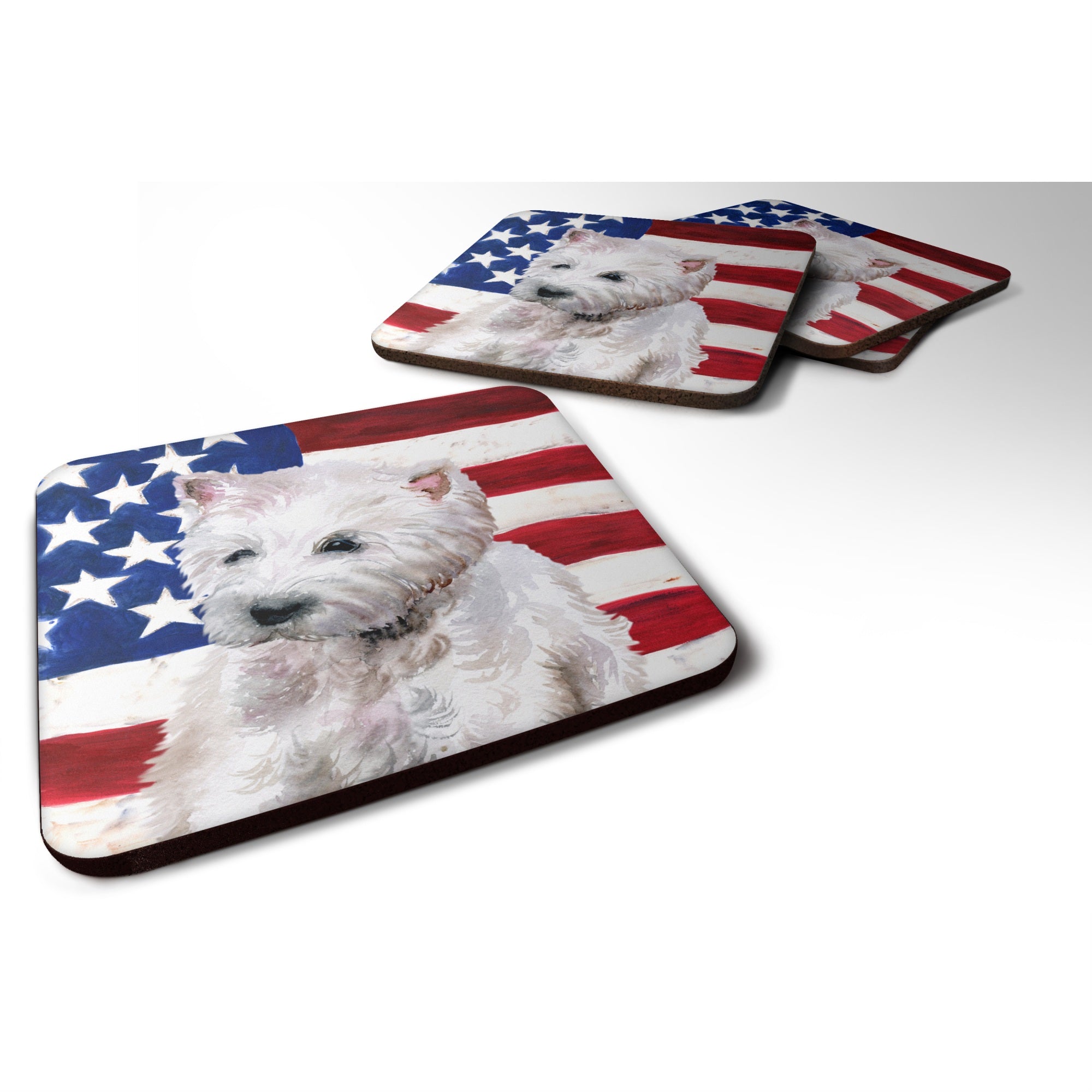 'Caroline'S Treasures Westie Patriotic Decorative Coasters, Multicolor''