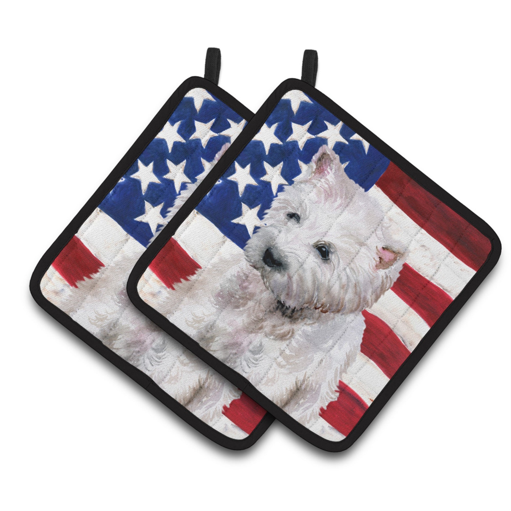 'Caroline'S Treasures Westie Patriotic Decorated Pot Holder, 7.5H X 7.5W, Usa American Flag''