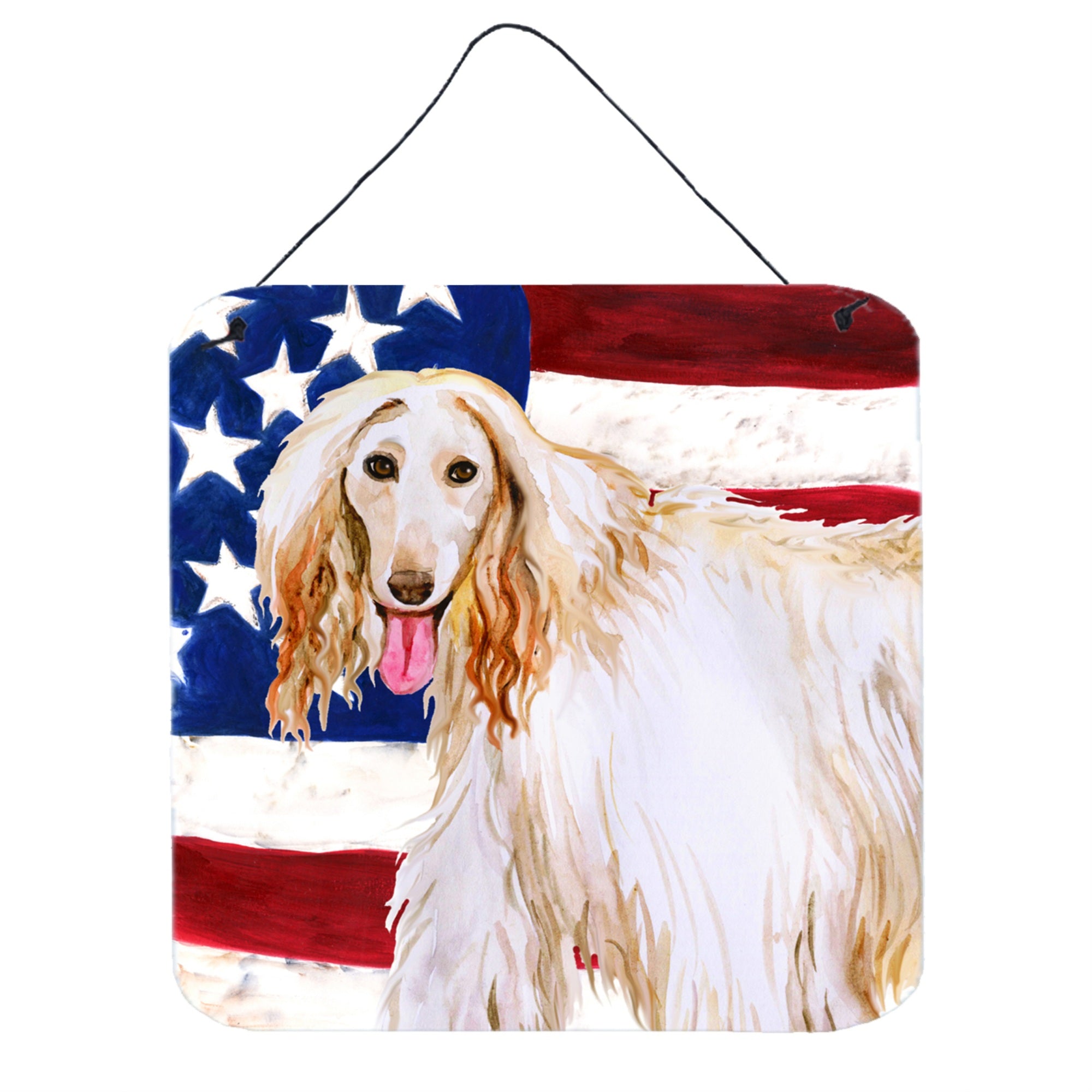 'Caroline'S Treasures Afghan Hound Patriotic Metal Print, 6H X 6W, Usa American Flag''