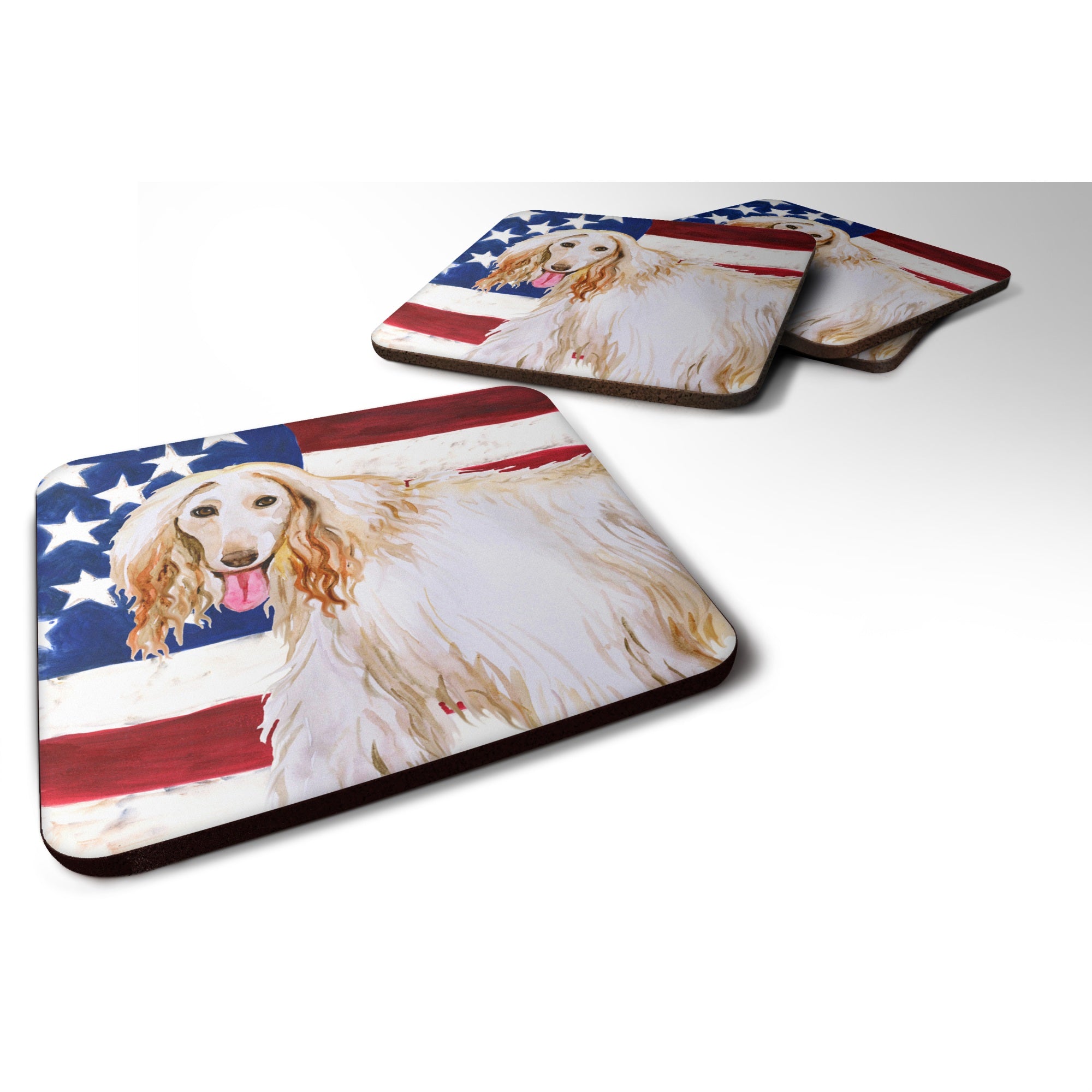 'Caroline'S Treasures Afghan Hound Patriotic Decorative Coasters, Multicolor''