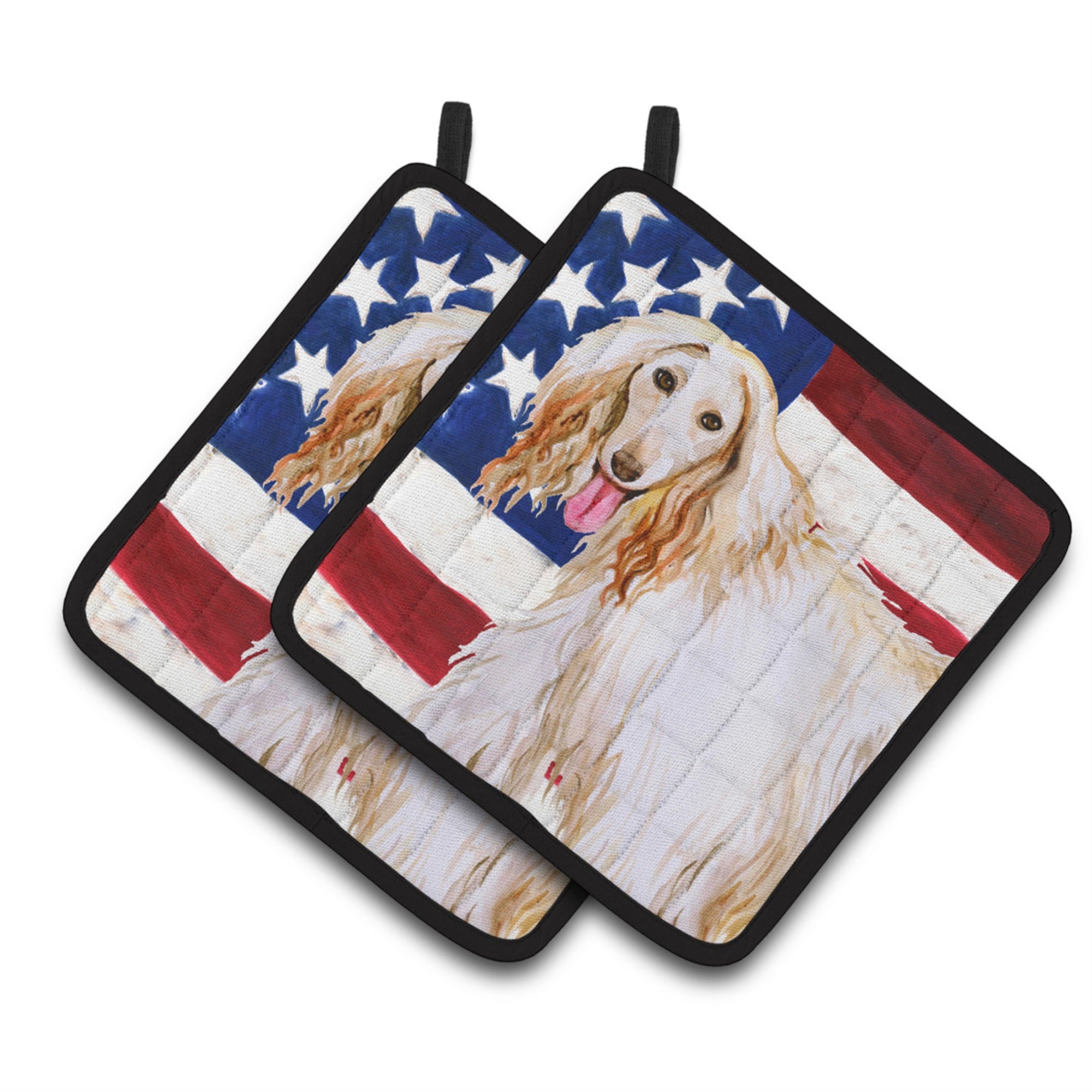 'Caroline'S Treasures Afghan Hound Patriotic Decorated Pot Holder, 7.5H X 7.5W, Usa American Flag''