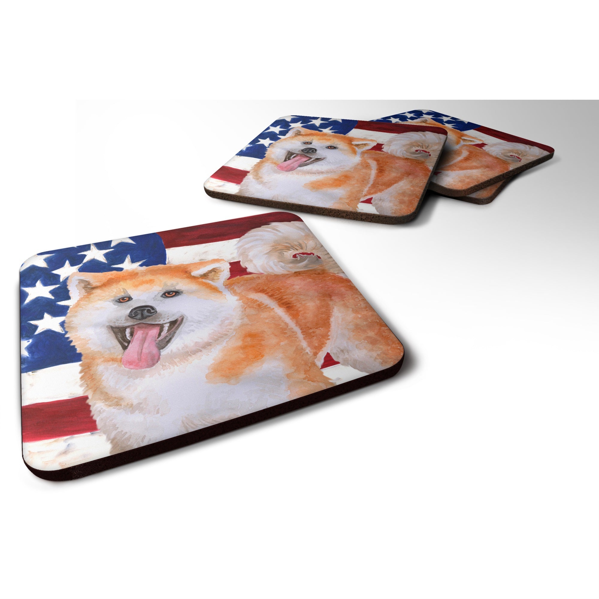 'Caroline'S Treasures Akita Patriotic Decorative Coasters, Multicolor''