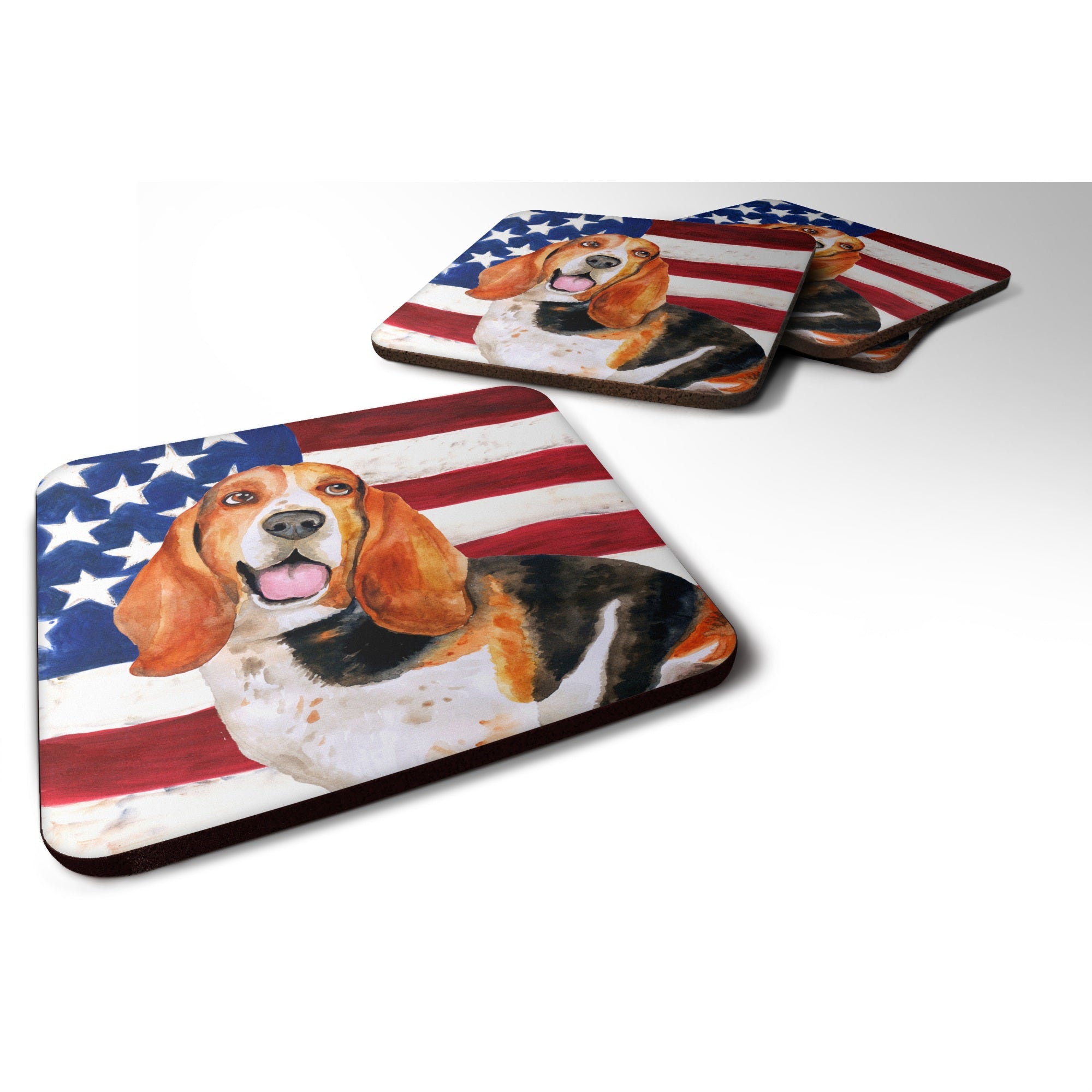 'Caroline'S Treasures Basset Hound Patriotic Decorative Coasters, Multicolor''