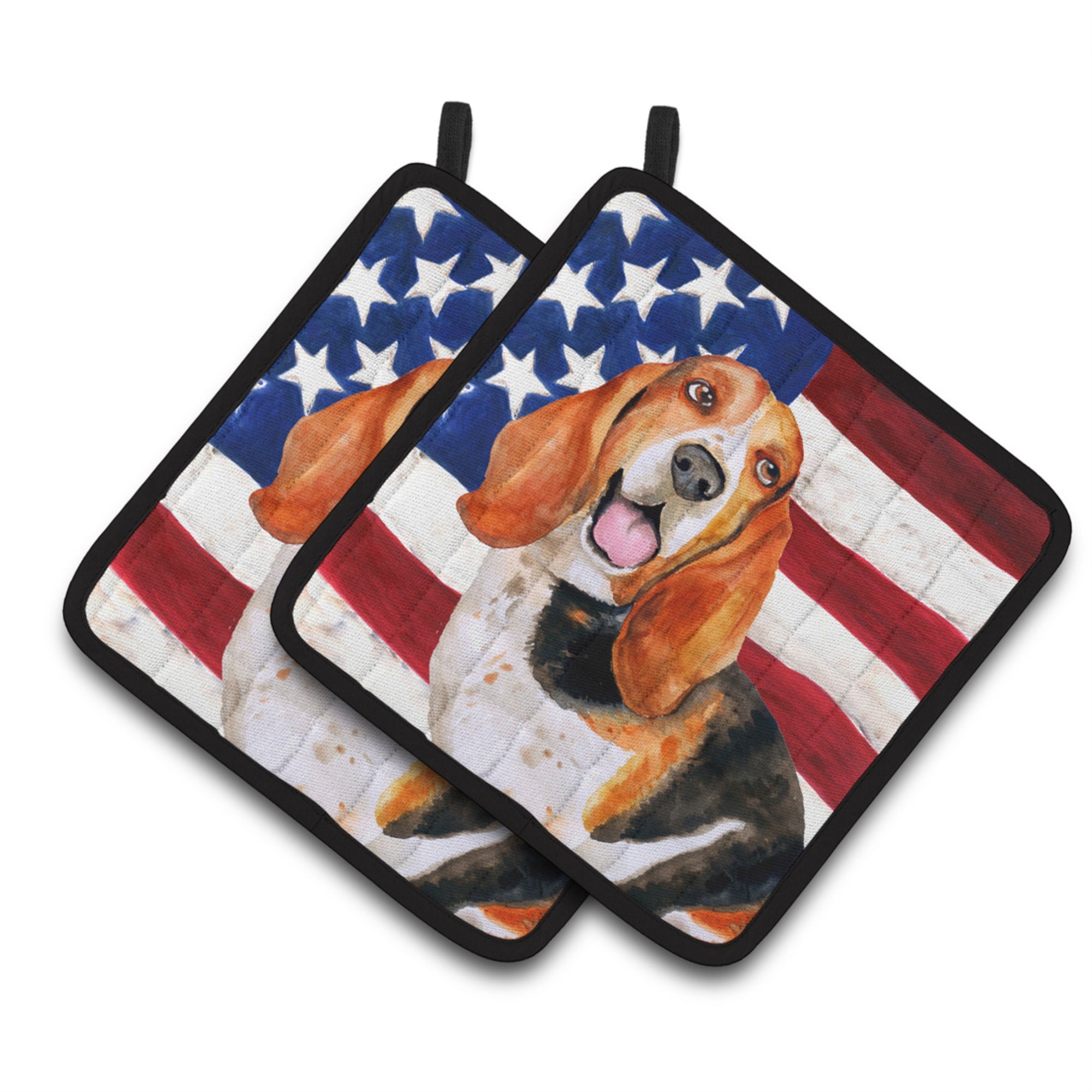 'Caroline'S Treasures Basset Hound Patriotic Decorated Pot Holder, 7.5H X 7.5W, Usa American Flag''